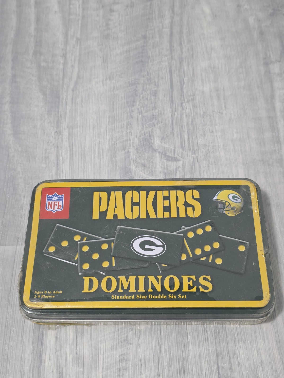 Vintage NFL Green Bay Packers Double-Six Dominoes Travel Size Tin NEW & SEALED
