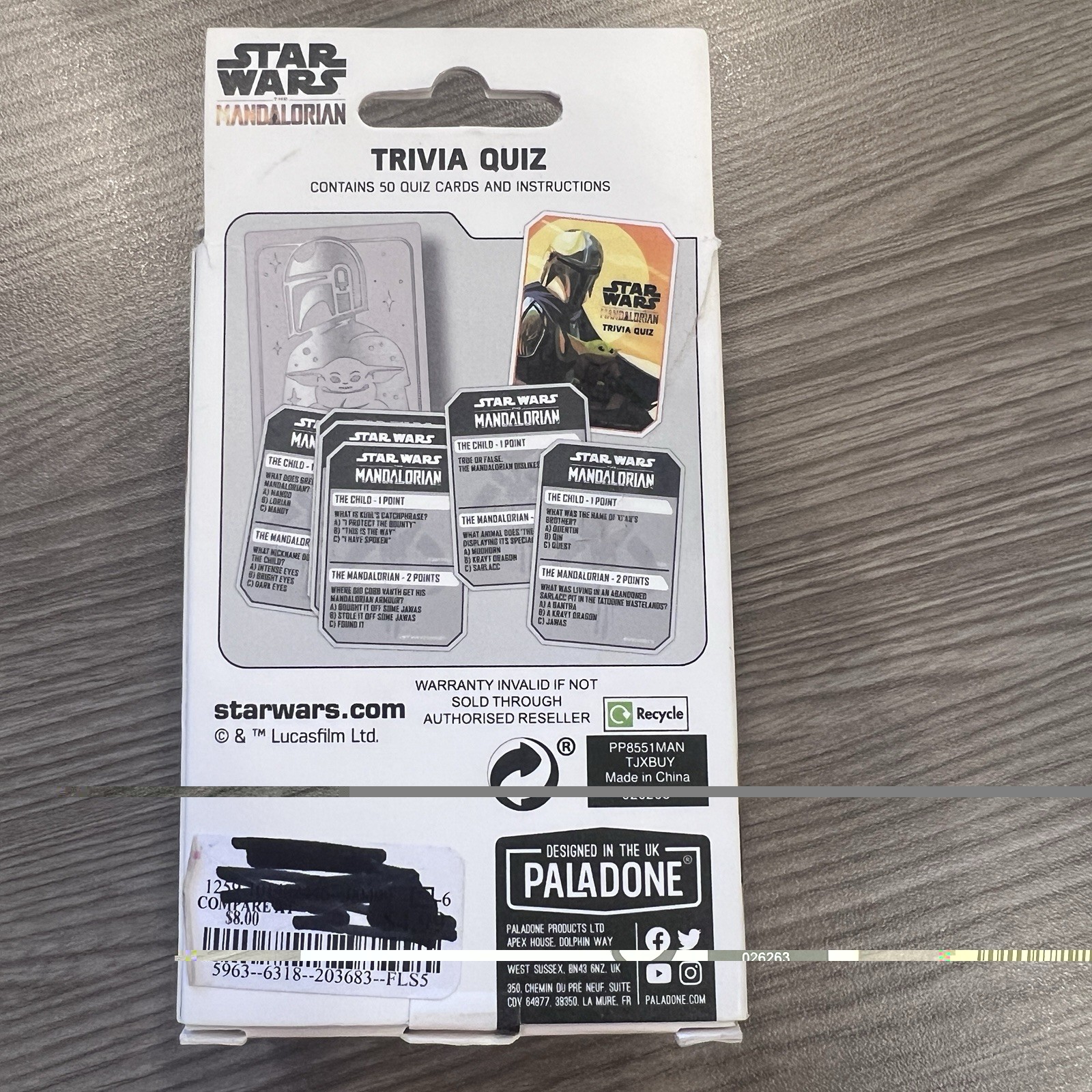 Disney Star Wars The Mandalorian 100 Question Quiz Card Game Baby Yoda Grogu NEW