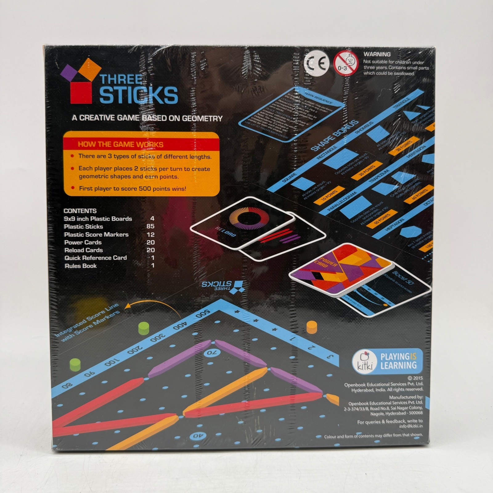 Kitki Three Sticks Geometry Board Game Creative Educational Math Strategy New