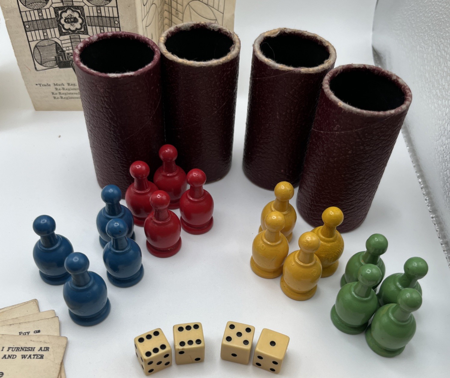 Parcheesi USED circa 1946 Selchow & Richter “No Playing Board”