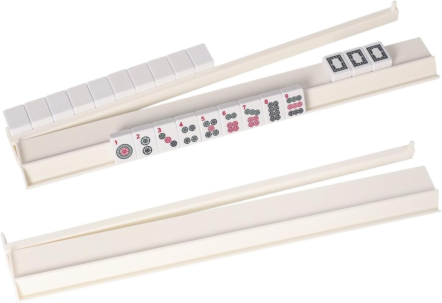 4PCS Mahjong Racks with Pushers White, American Mahjong All-in-one Tile Rack