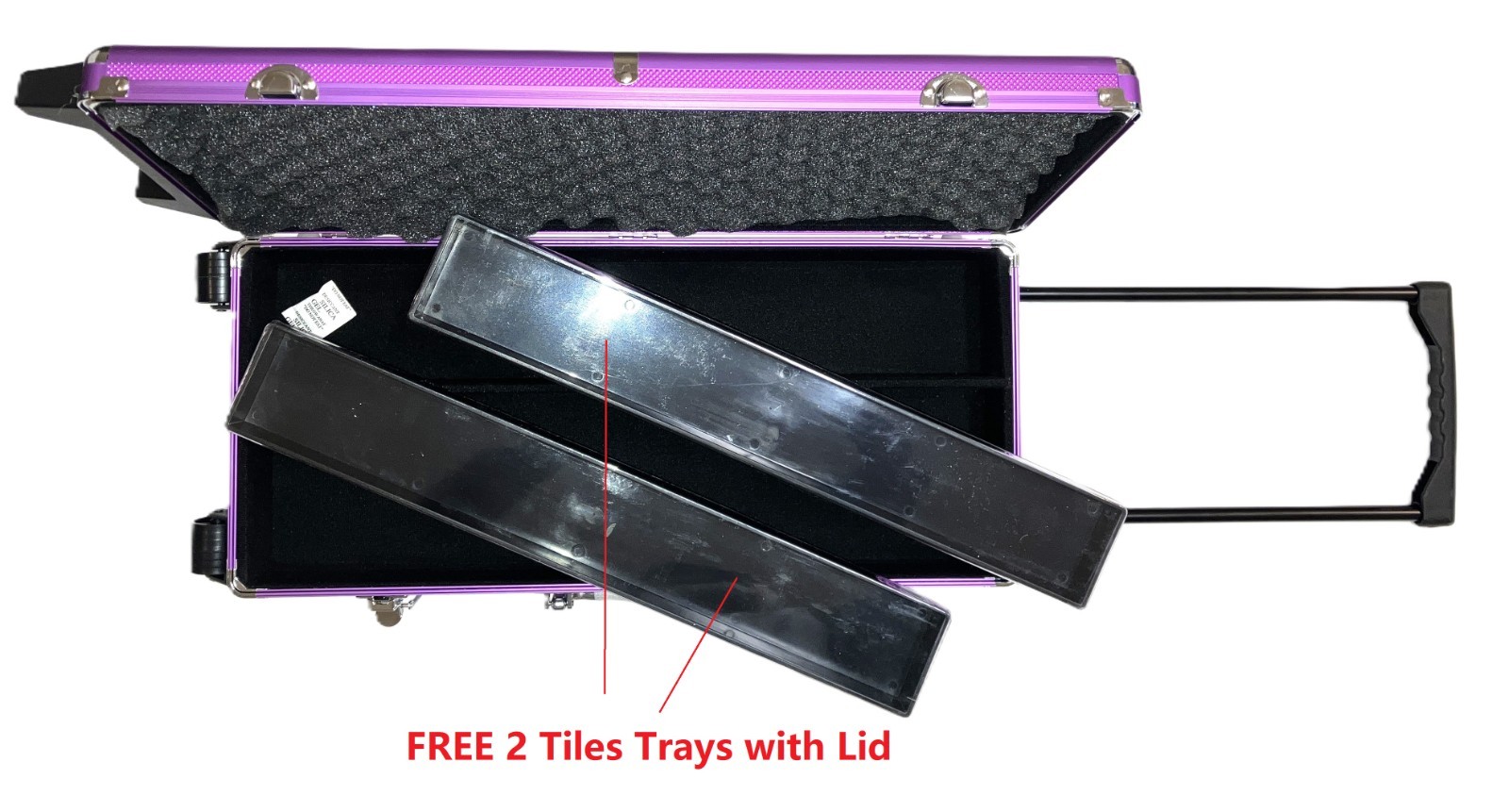 Mahjong Mahjongg EMPTY wheel Case 2 Trays for Tiles, Protective wheel Denim Bag