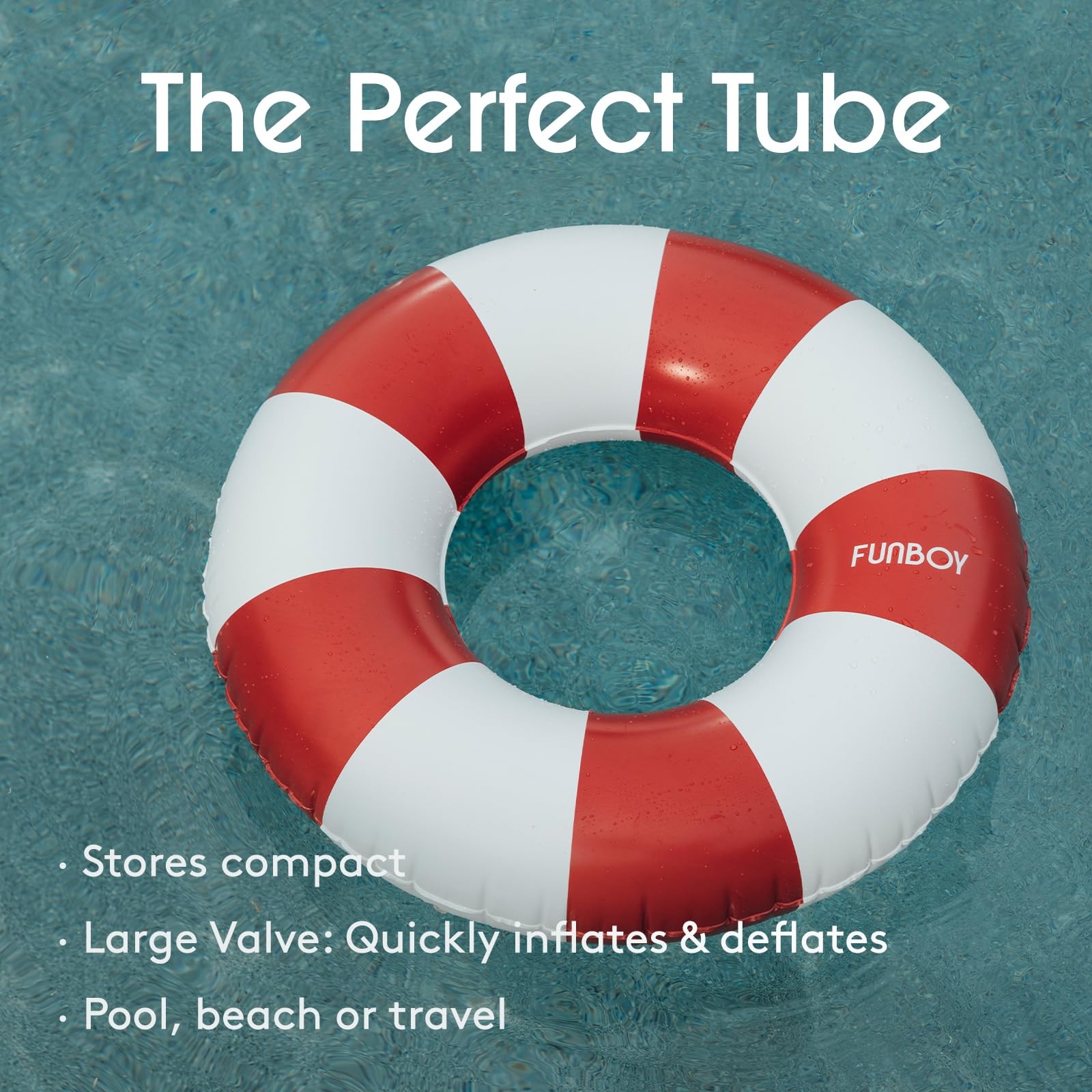 Pool Float Tube 34 Inflatable Kids Swim Ring Red Stripe FUNBOY Vintage Floats