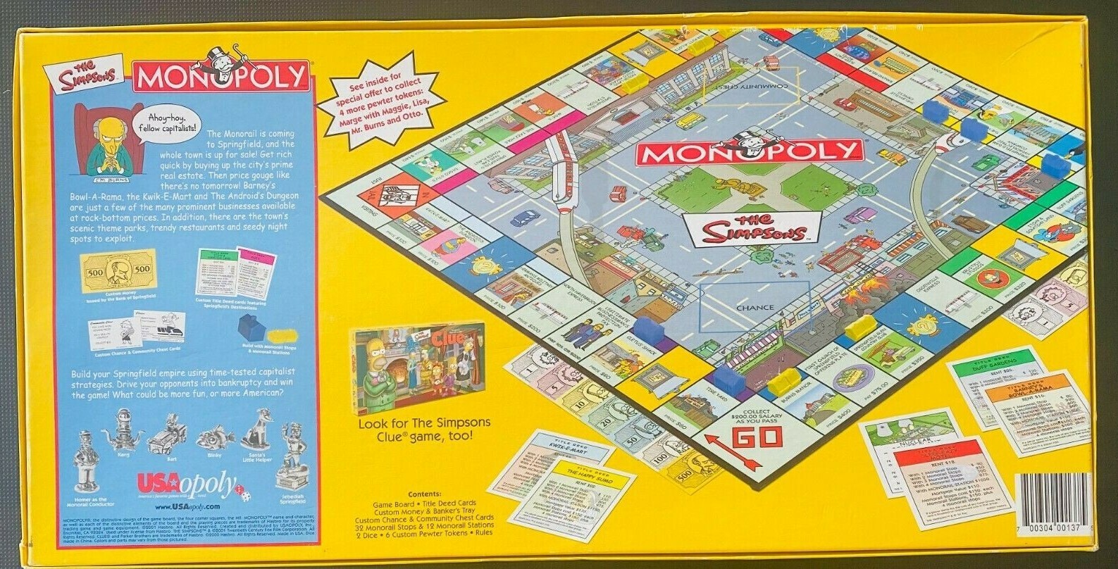 The Simpsons Monopoly Board Game (2001) Welcome to Springfield Brand New Open BX