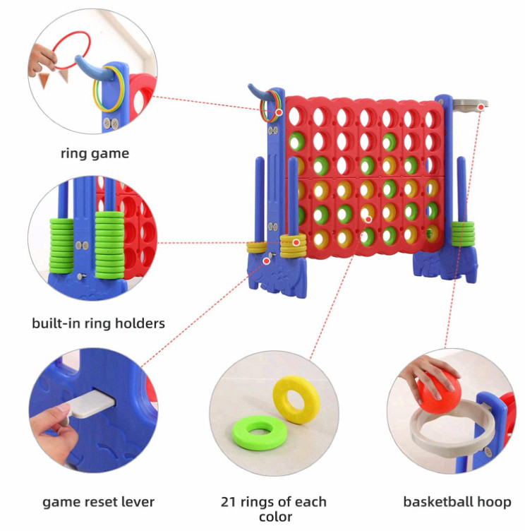 Giant 4-in-a-Row Game, 3-in-1 Jumbo Yard Game with Carry Bag