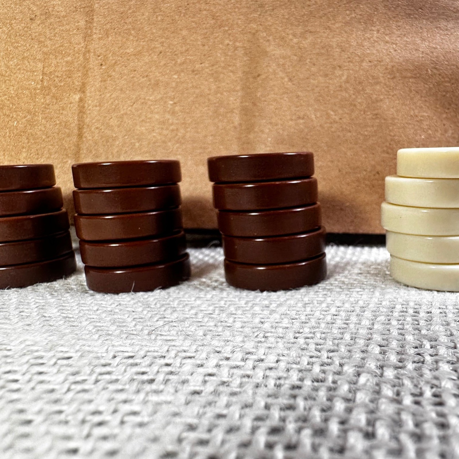 Vintage Backgammon Checkers Replacement Lot 30 Brown Ivory Playing Pieces 15/15