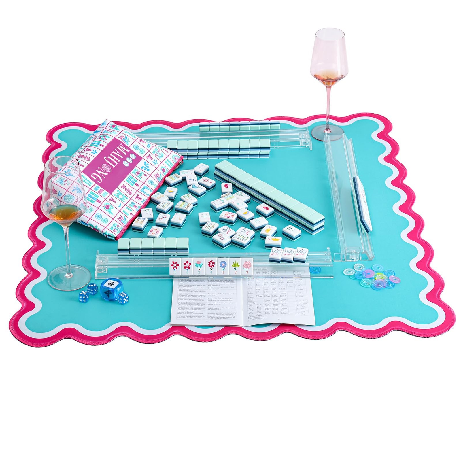My Mahjong Trove 160 Acrylic 4 Layer Engraved American Mahjong Tiles Set with…