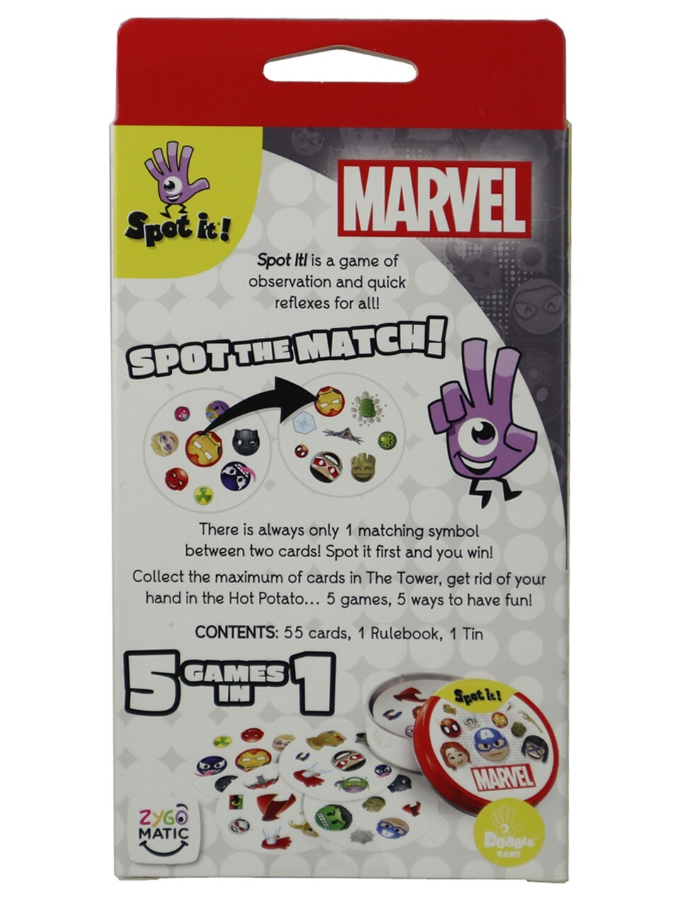 Eco Marvel Spot It! Emoji Card Kids Game Zygomatic Brand New 2022