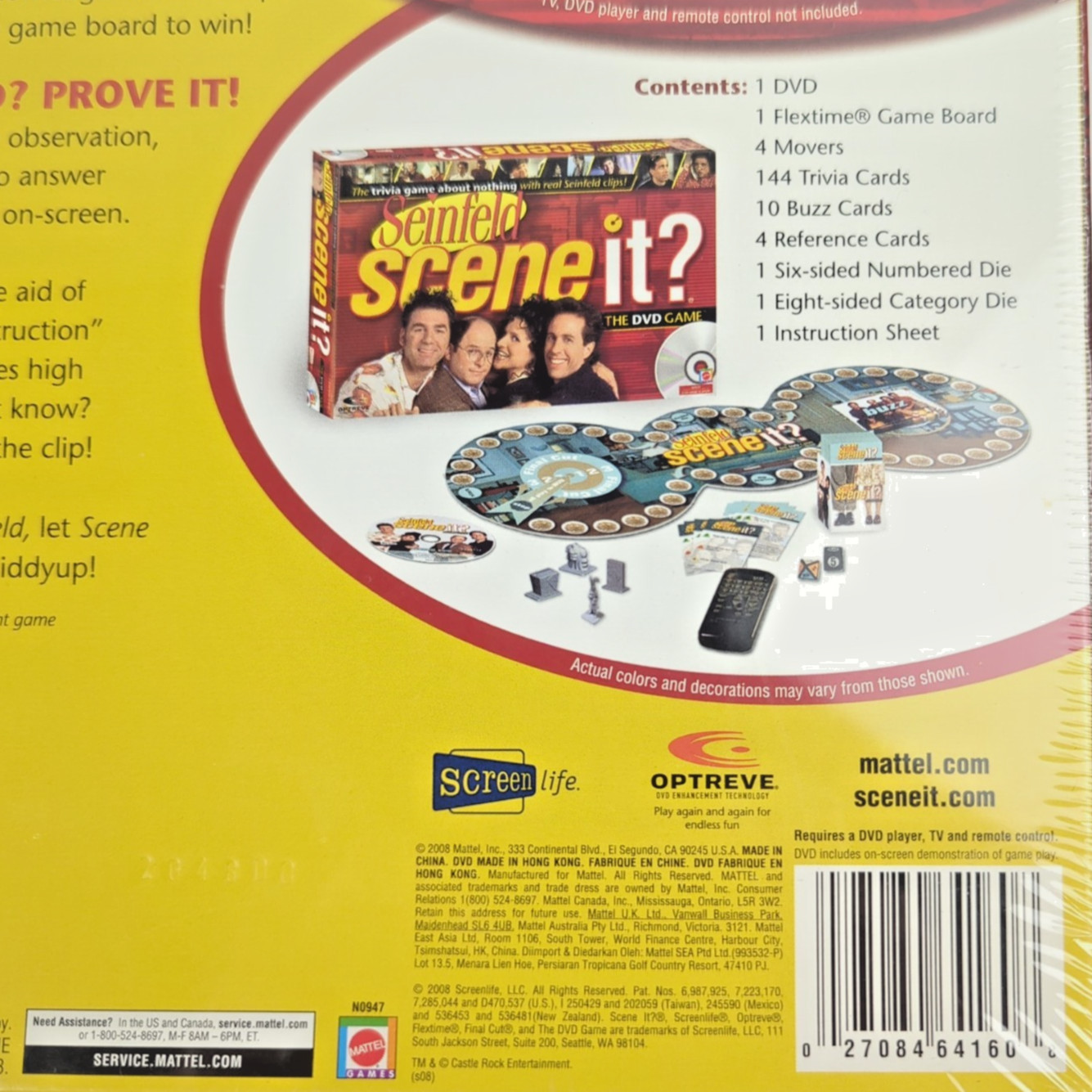 MATTEL SCREENLIFE Seinfeld TV Scene It DVD Board Game 2008 Trivia Set NEW Sealed