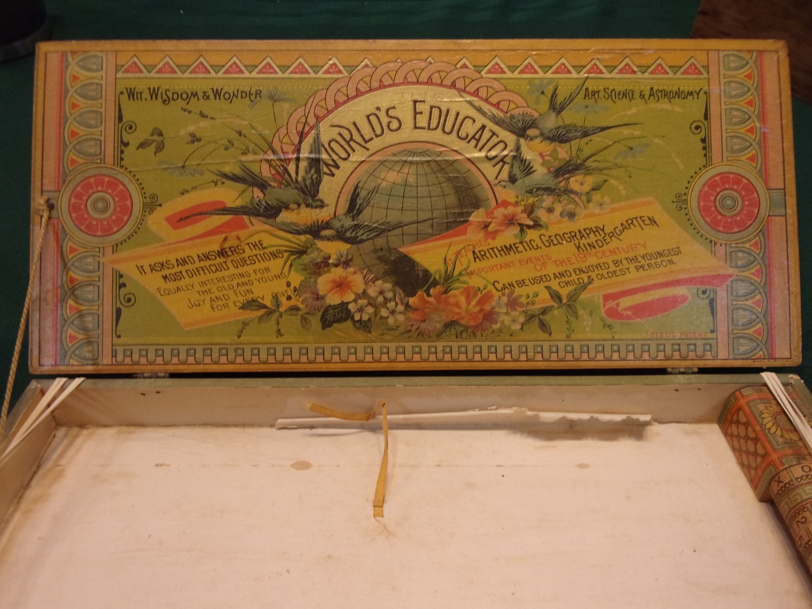 RARE 1887 Parlor Game: THE WORLD’S EDUCATOR, W.S. Reed Toy Co., Leominster, MA.