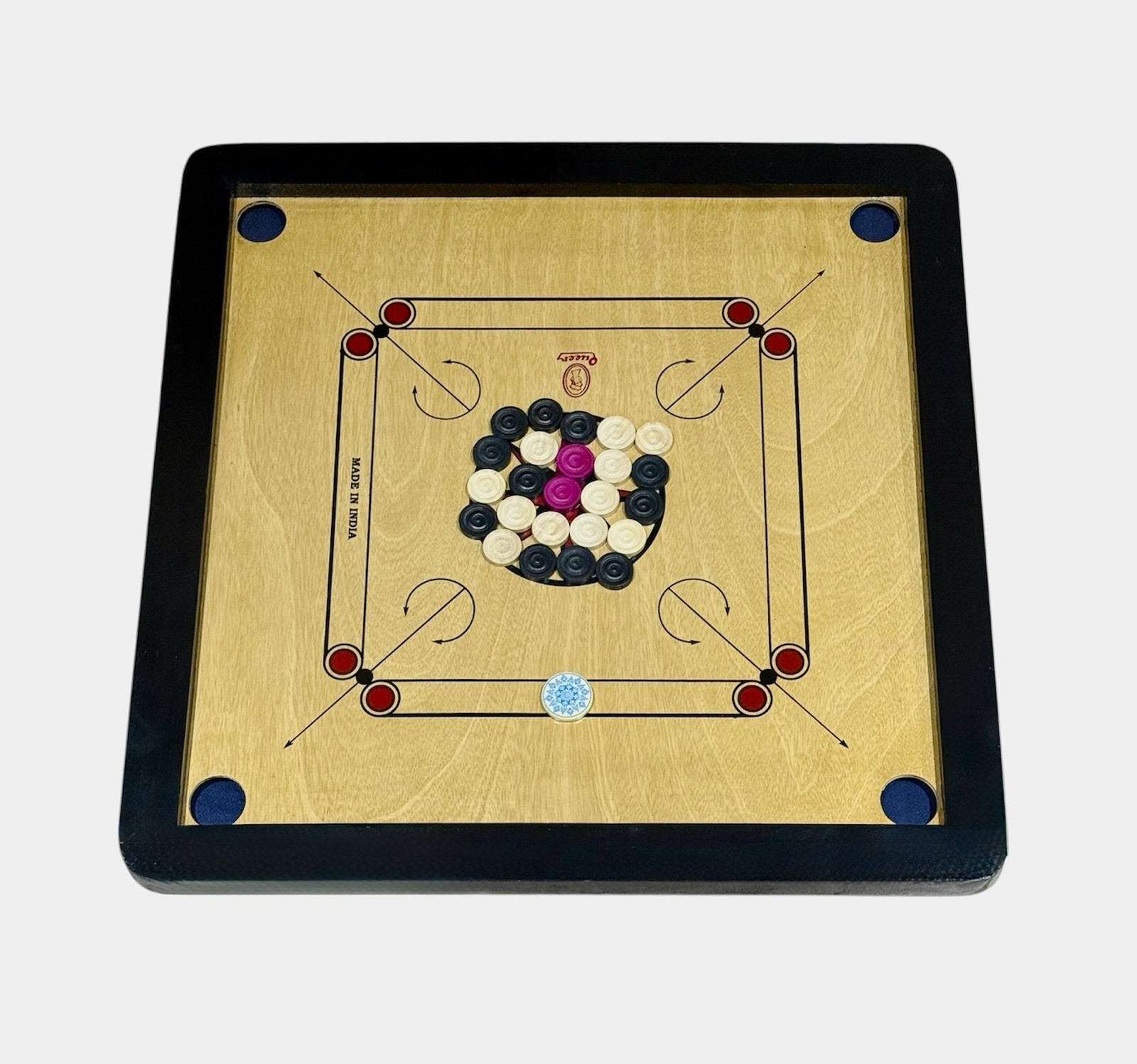 Premium Wooden Carrom Board Game 27×27 Inch with 24 Coins & 1 Striker-No Duties