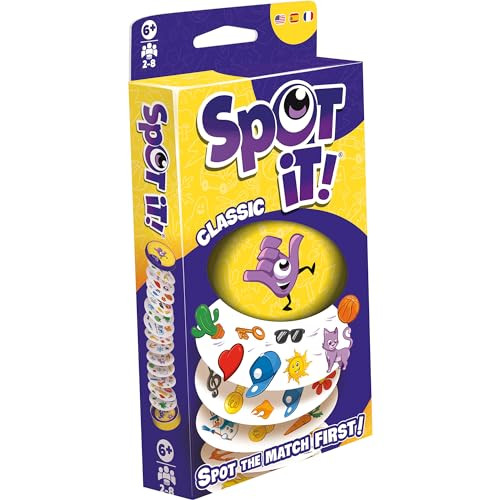Spot It Lightning Fast Multicolor Matching Game for 2 to 8 Players 2024 Edition