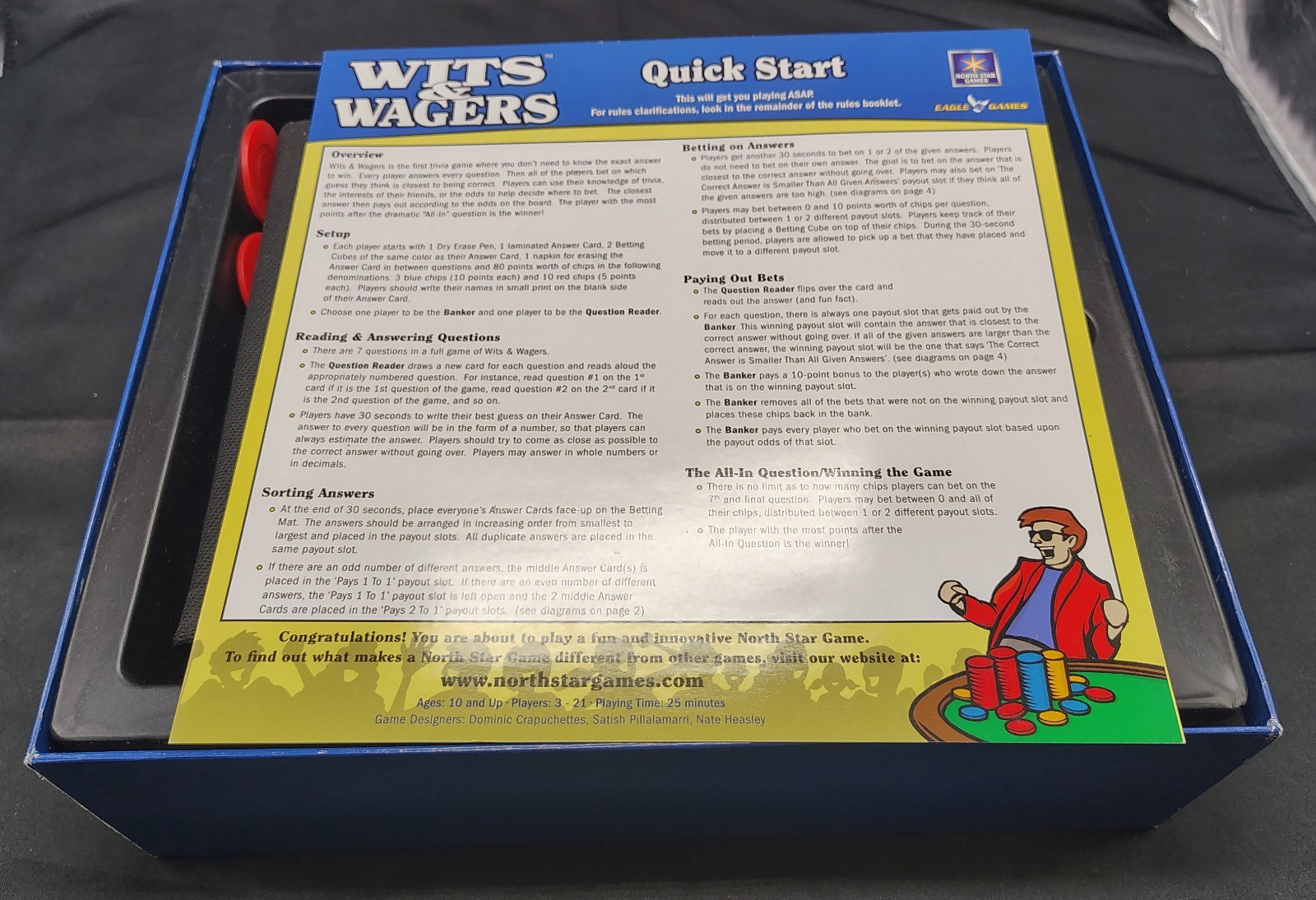 Wits & Wagers board game from North Star Games — first edition with rubber mat