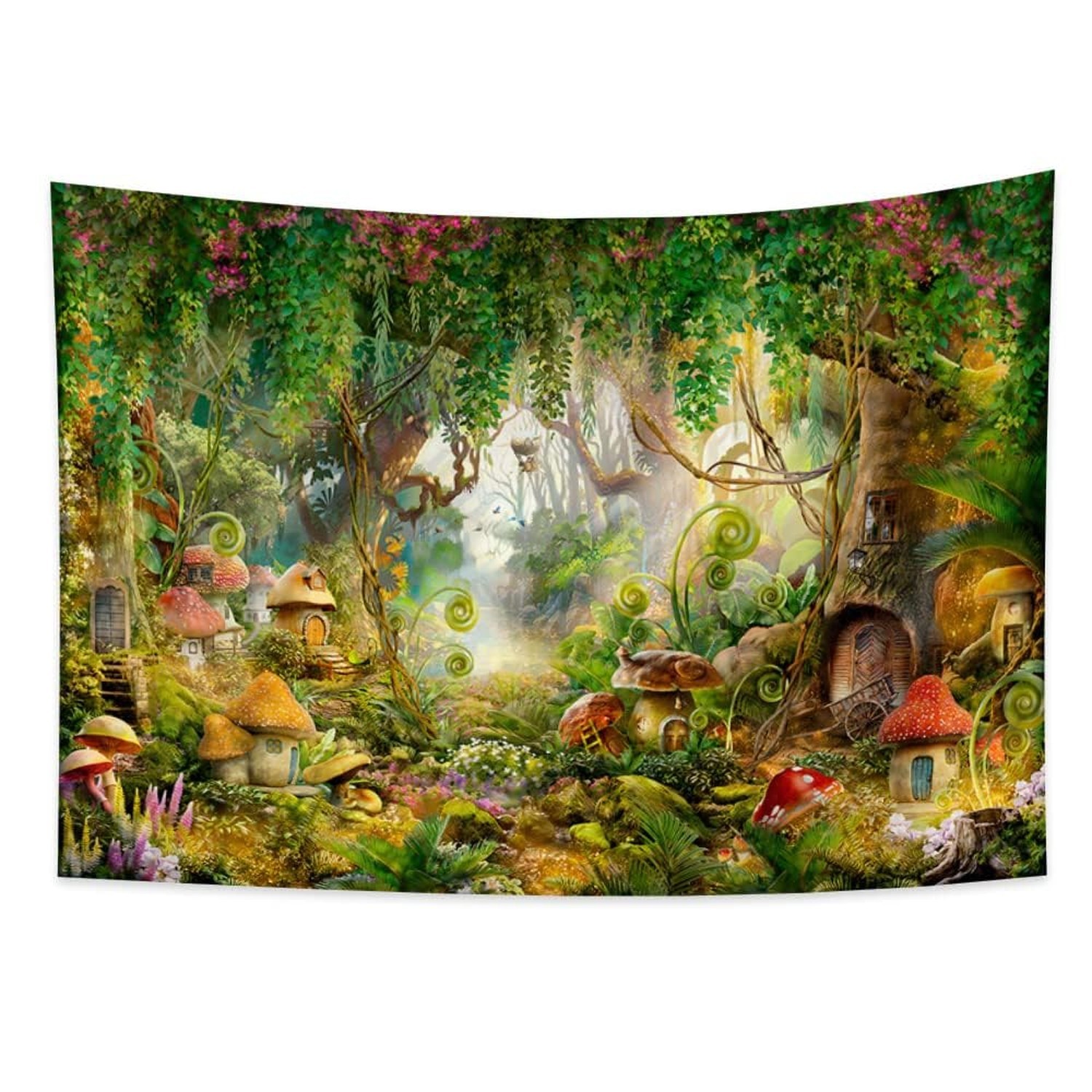 Fantasy Forest Tapestry Enchanted Mushroom Magical Tapestry Fairytale Wonderl…