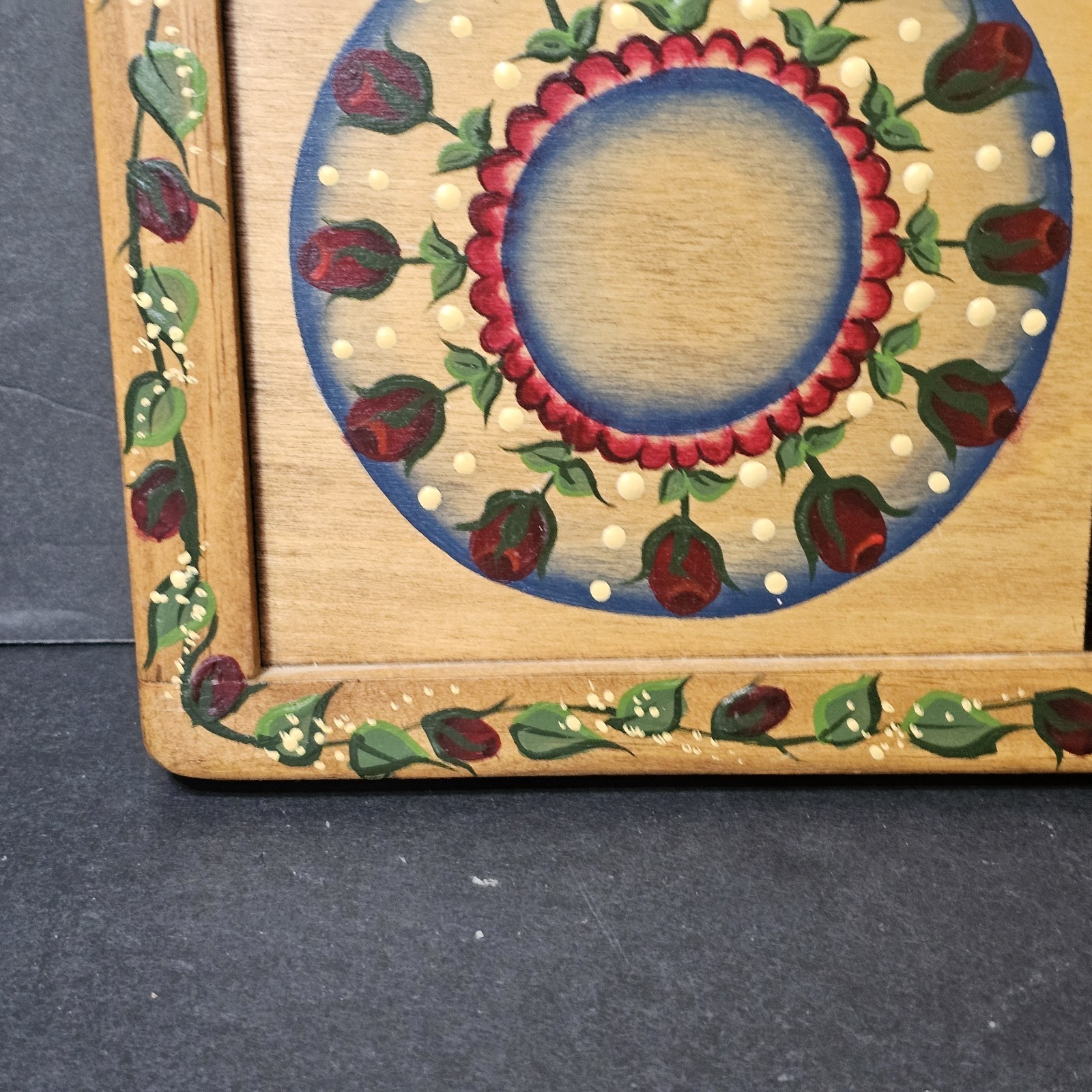Vintage Parcheesi Wooden Board Handpainted Game, Folk Art