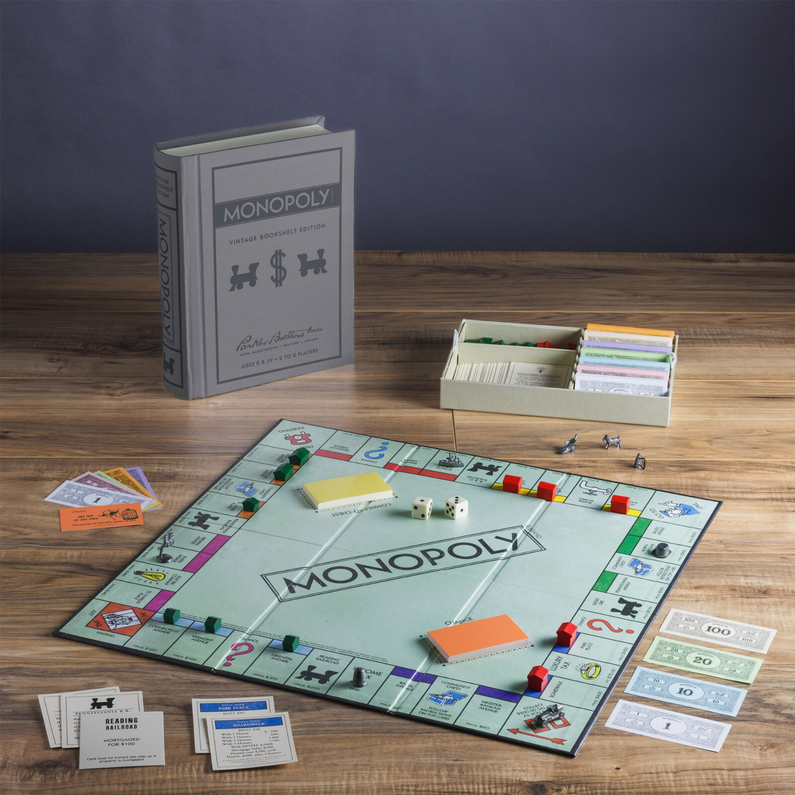 Monopoly, Yahtzee, and Catch Phrase Vintage Board Game Bookshelf Collection New