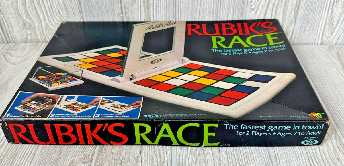 Ideal Rubik’s Race Game Original Box 1982 Maker’s of Rubik’s Cube 2 Player VTG