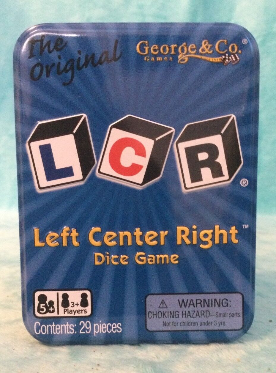 LCR Left Center Right Dice Game w/Blue Chips 29 Pieces