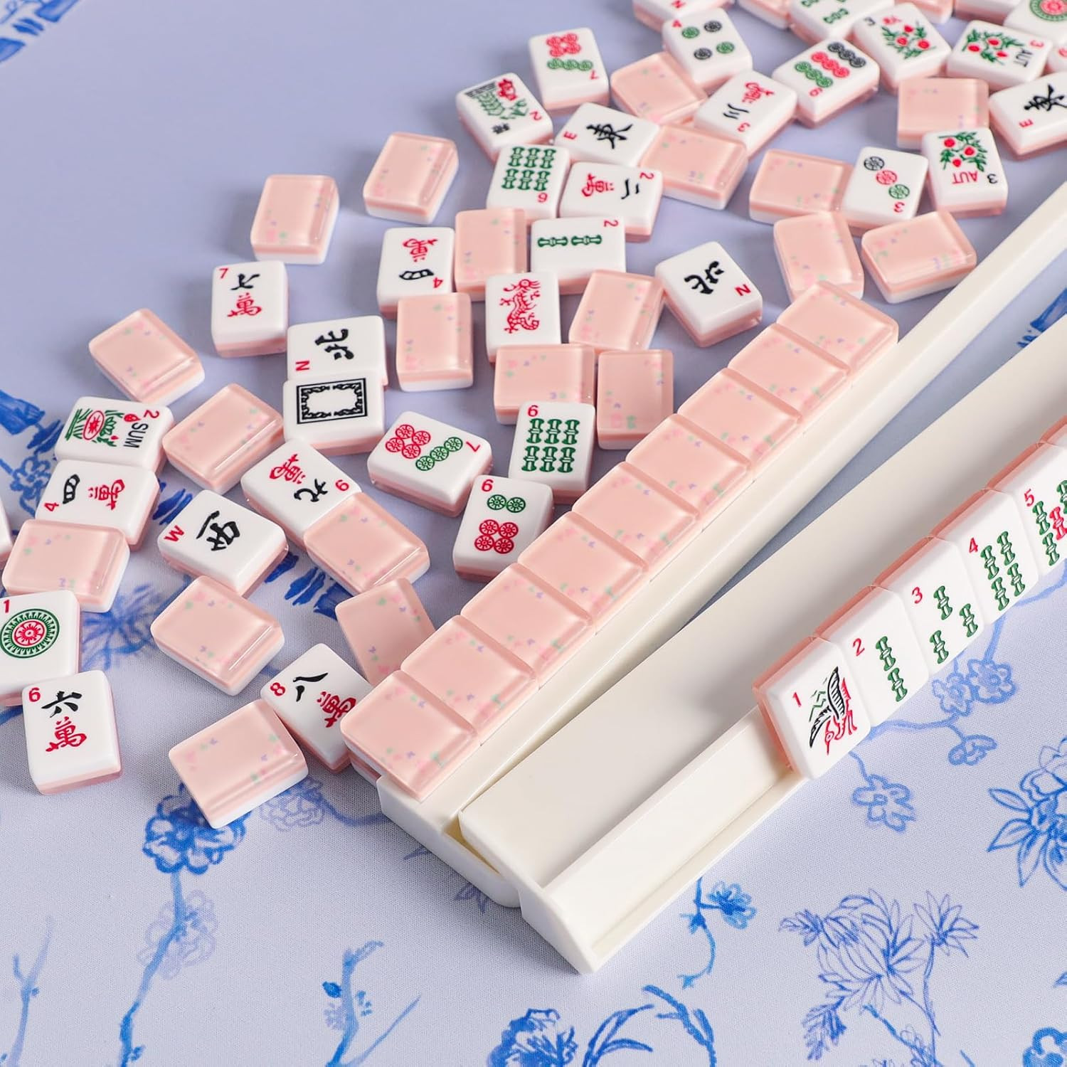 4PCS Mahjong Racks with Pushers (White), American Mahjong All-In-One Tile Rac…