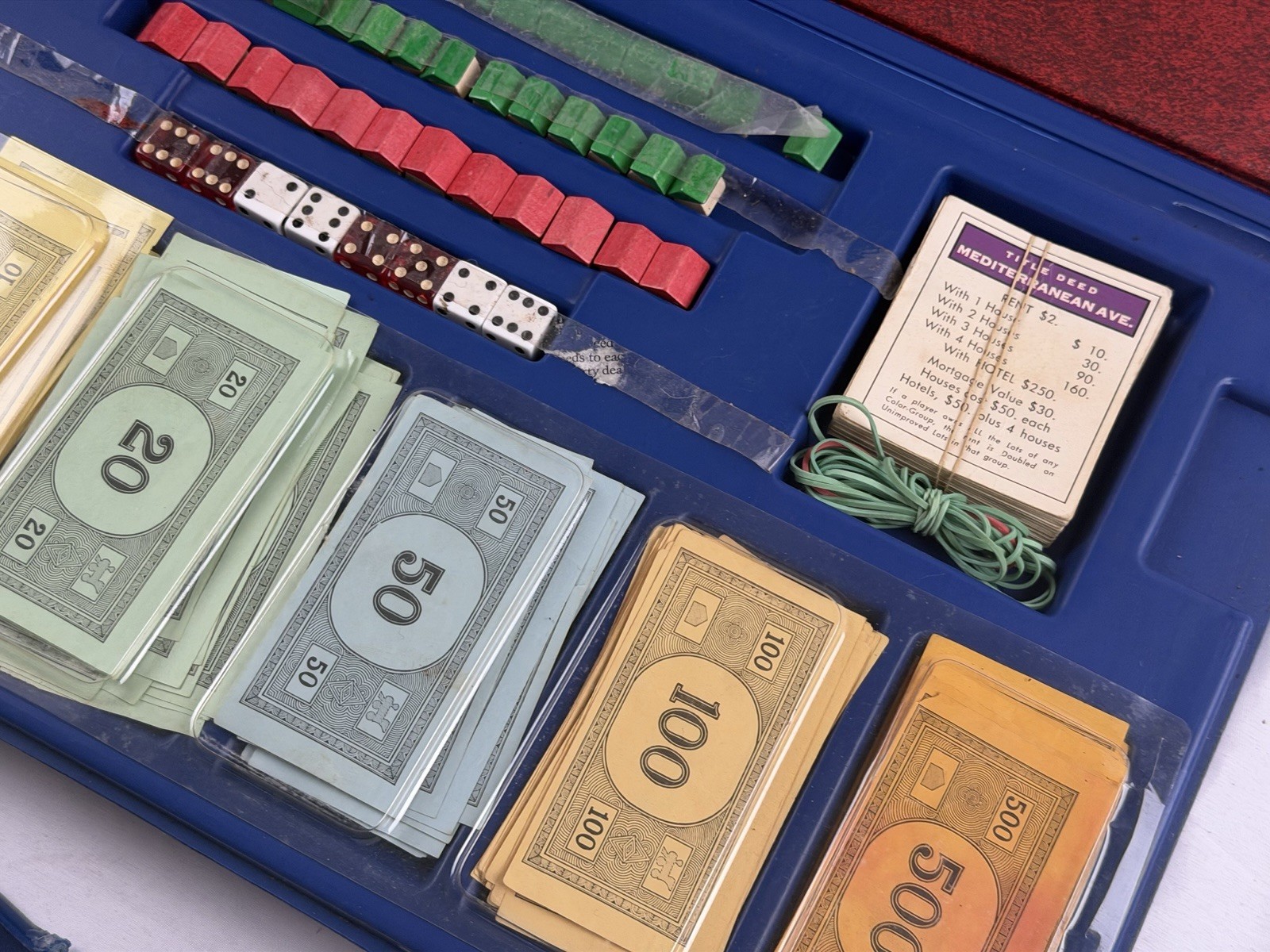 Vintage 1973 Monopoly Board Game Blue Hard Plastic Travel Case Complete