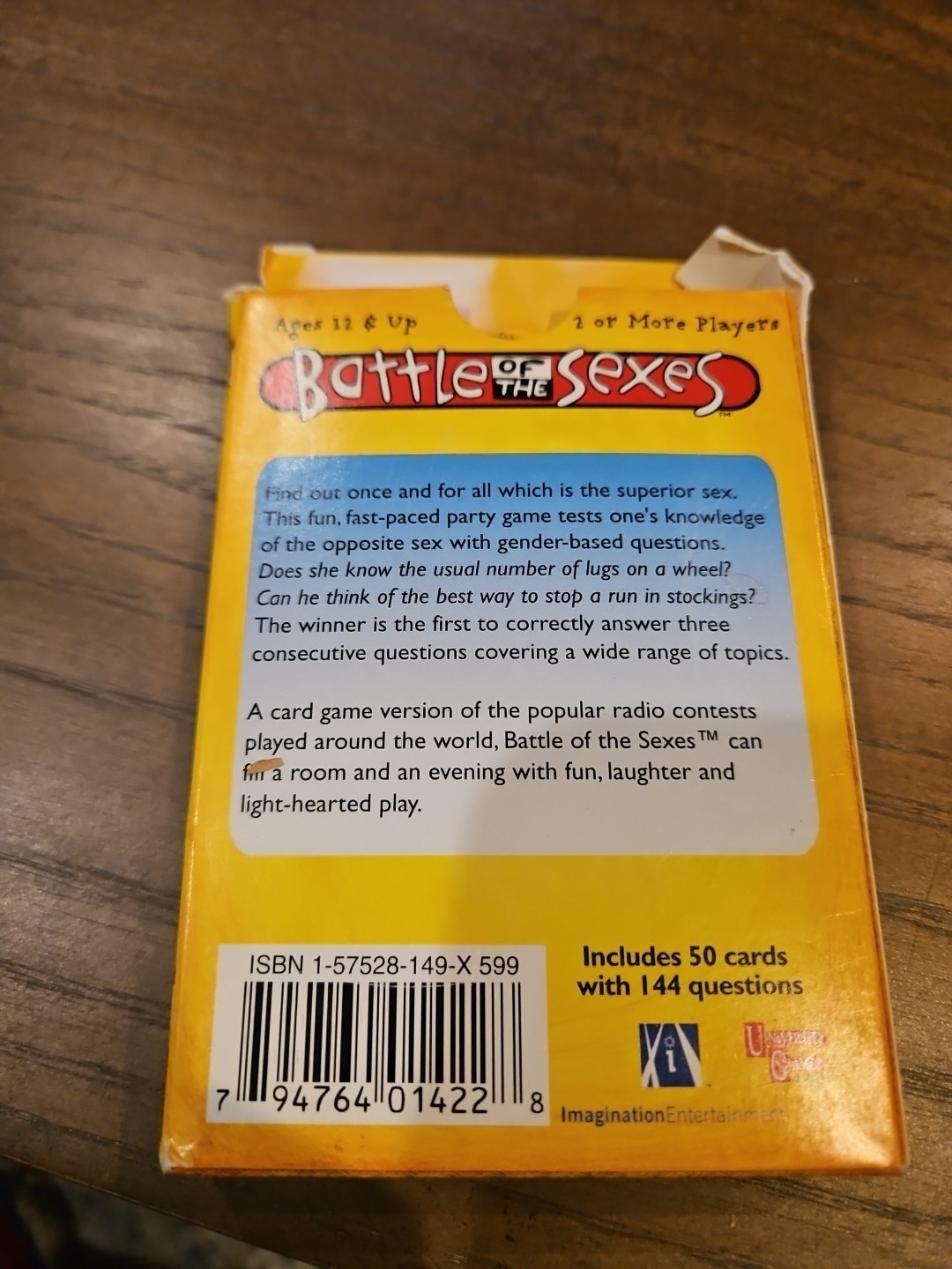 Battle Of The Sexes Card Game Ages 12 & Up 2+ Players Missing 2 Cards