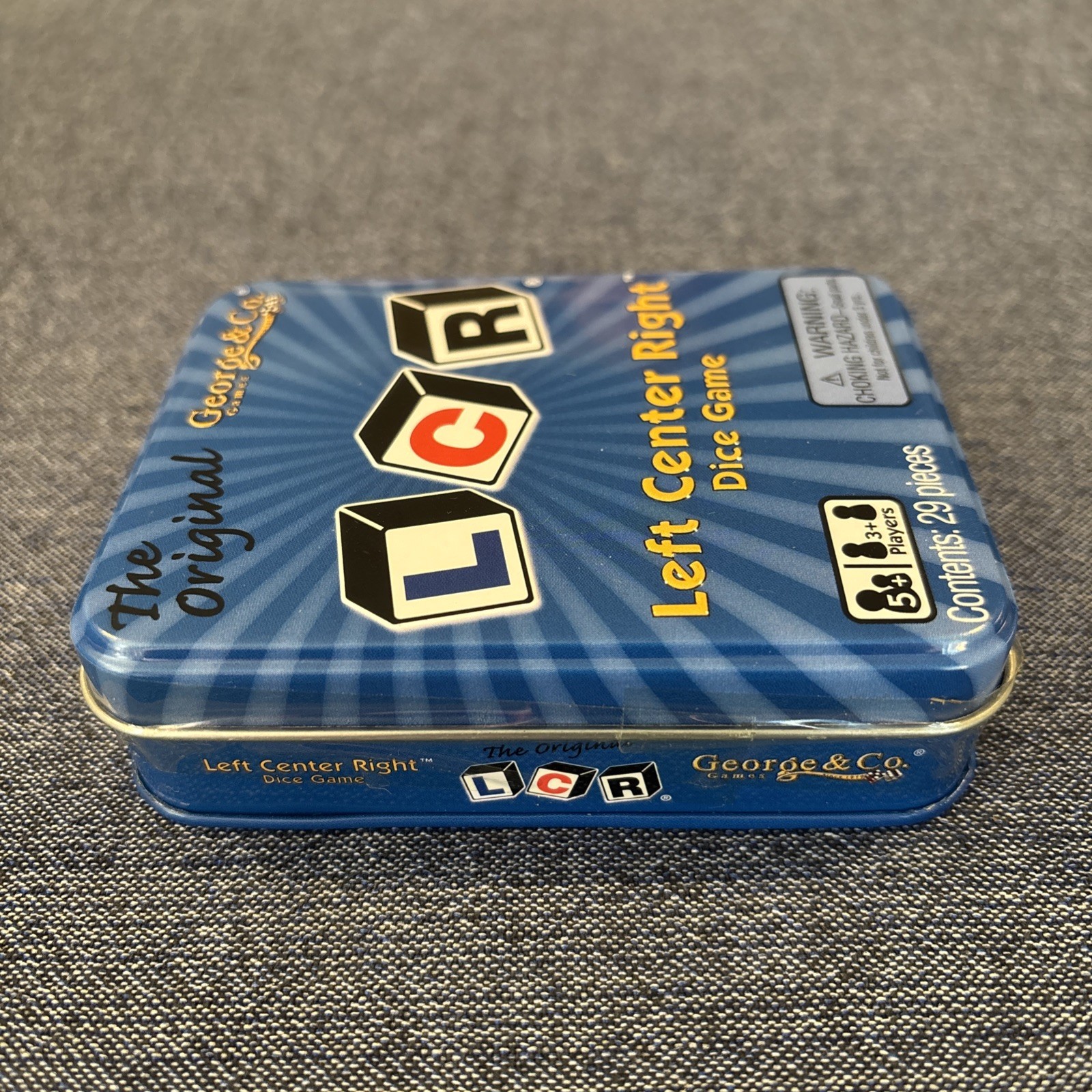 LCR® Left Center Right™ Dice Game – Blue Tin 4.5 x 3.5 x 1.5 inches,