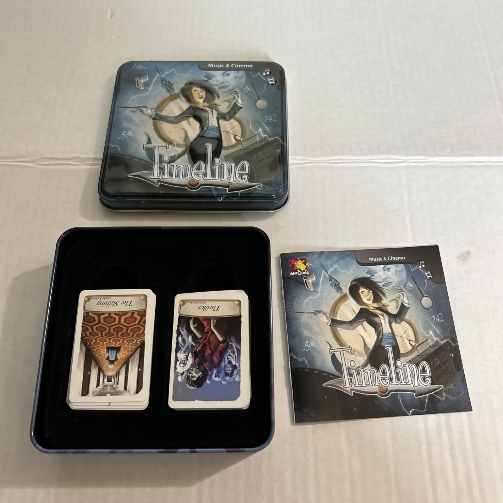 Timeline Music & Cinema Edition Card Game Tin Box Asmodee 2016 Complete
