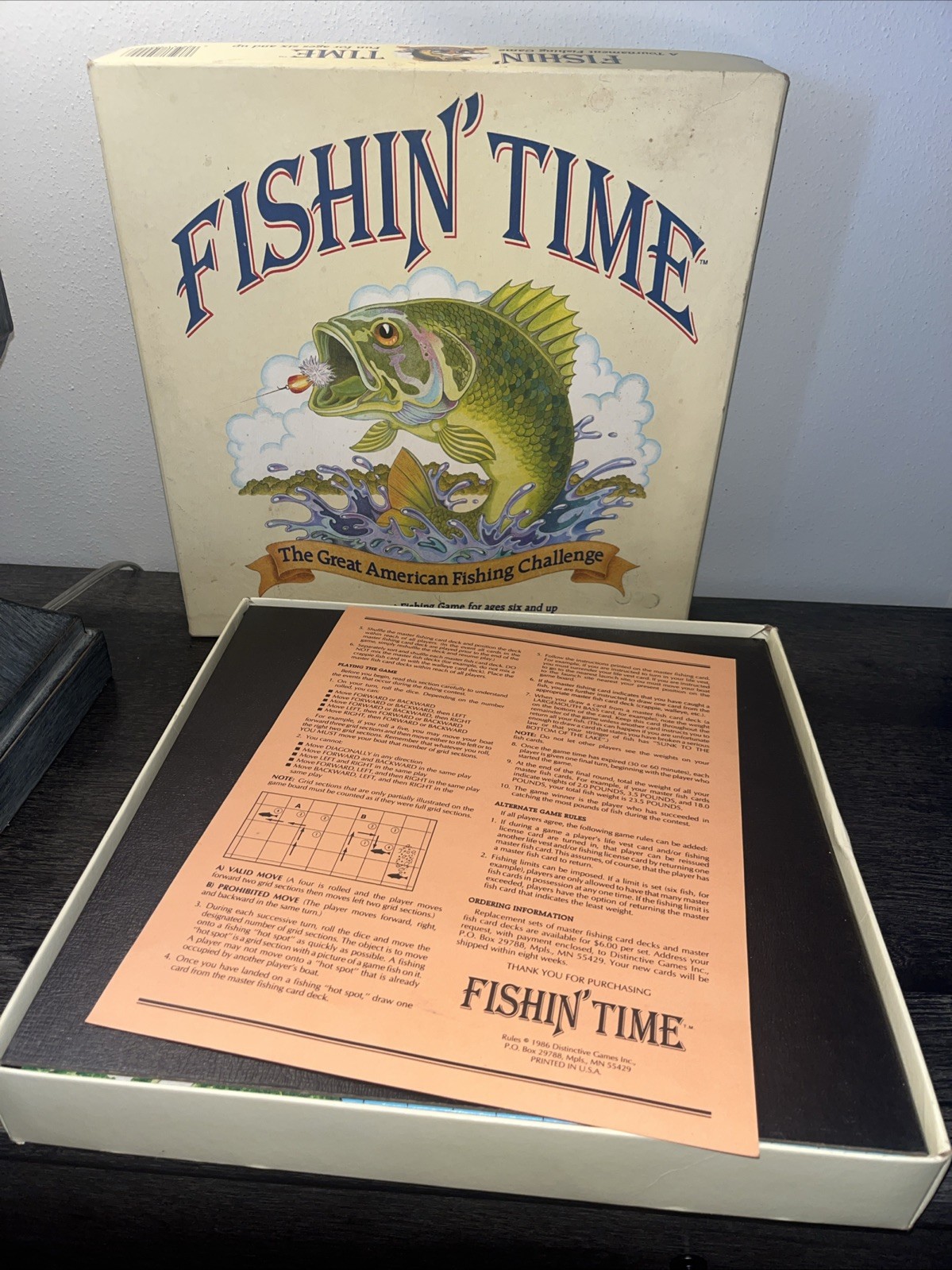 FISHIN’ TIME BOARD GAME – DISTINCTIVE GAMES FISHING CHALLENGE – 1986 – Complete