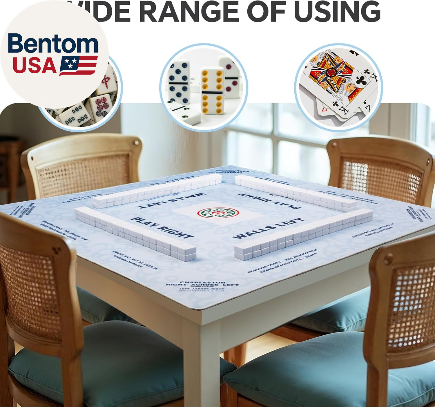Mahjong Mat (32.4×32.4 Inch), Mahjong Mat for Table with Carrying Bag, Anti-Slip