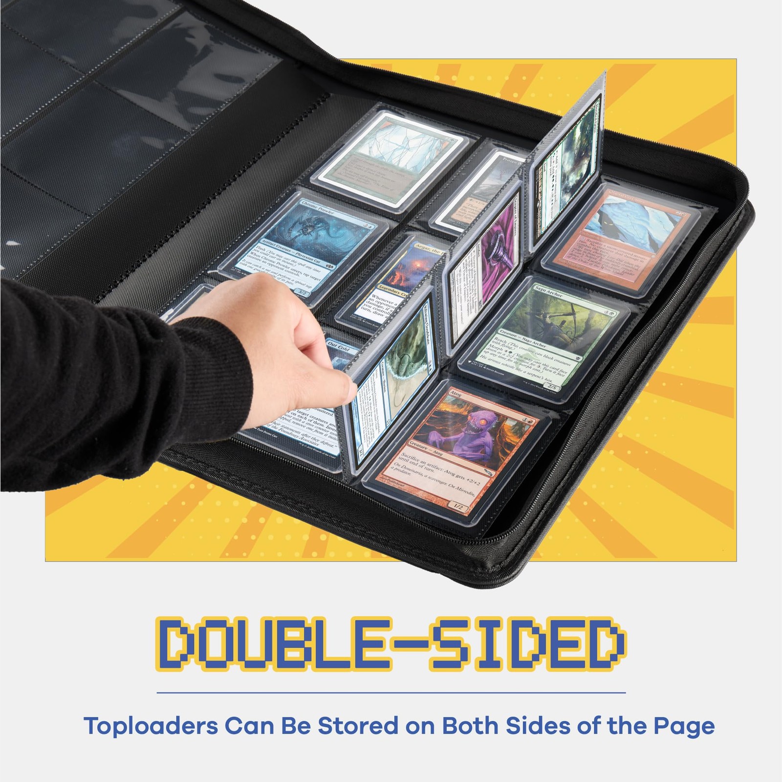 9-Pocket Toploader Binder, Clovecat Premium Card Book， Holds 252cards, Grey