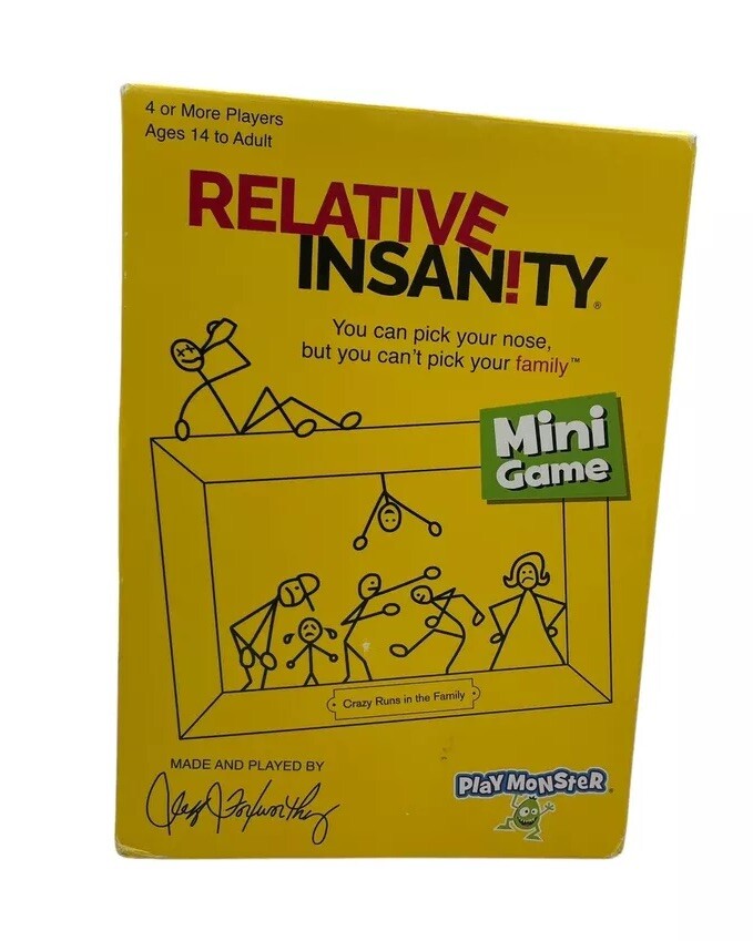 Relative Insanity Mini Game Ages 14 to Adult Requires 4+ Players – Travel Game