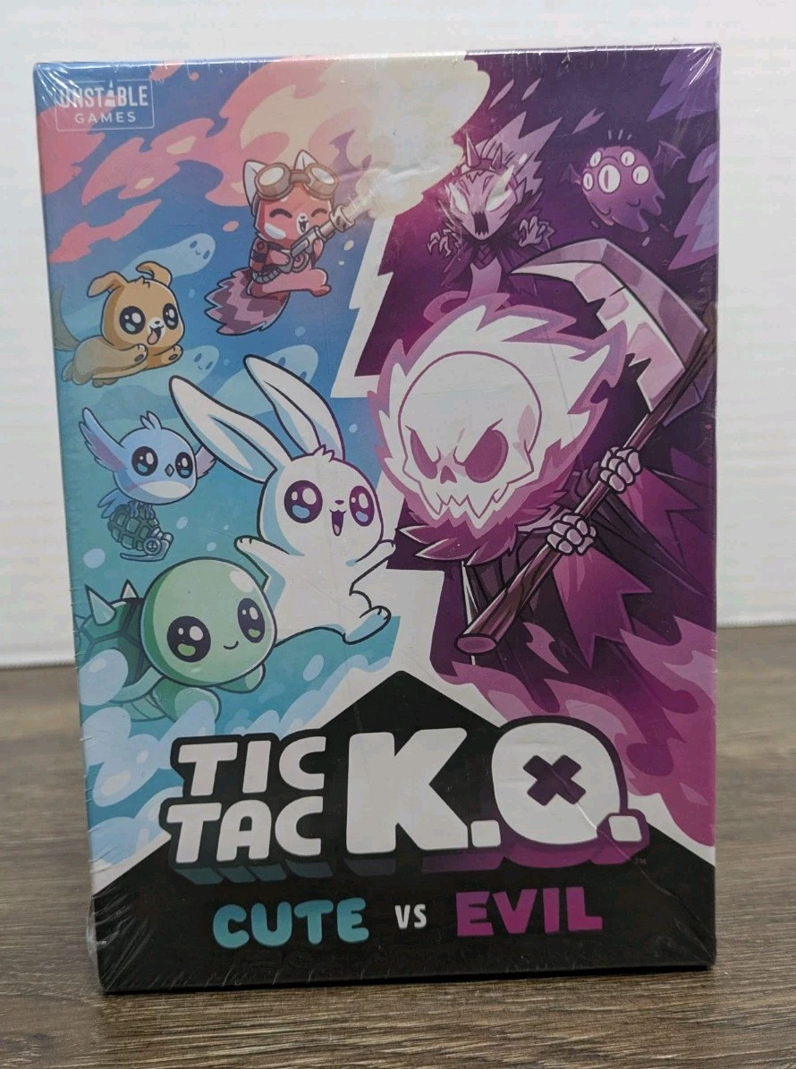 Tic Tac KO Cute vs Evil Card Game Ages 8+ K.O. 2-4 Players Unstable Games – NEW