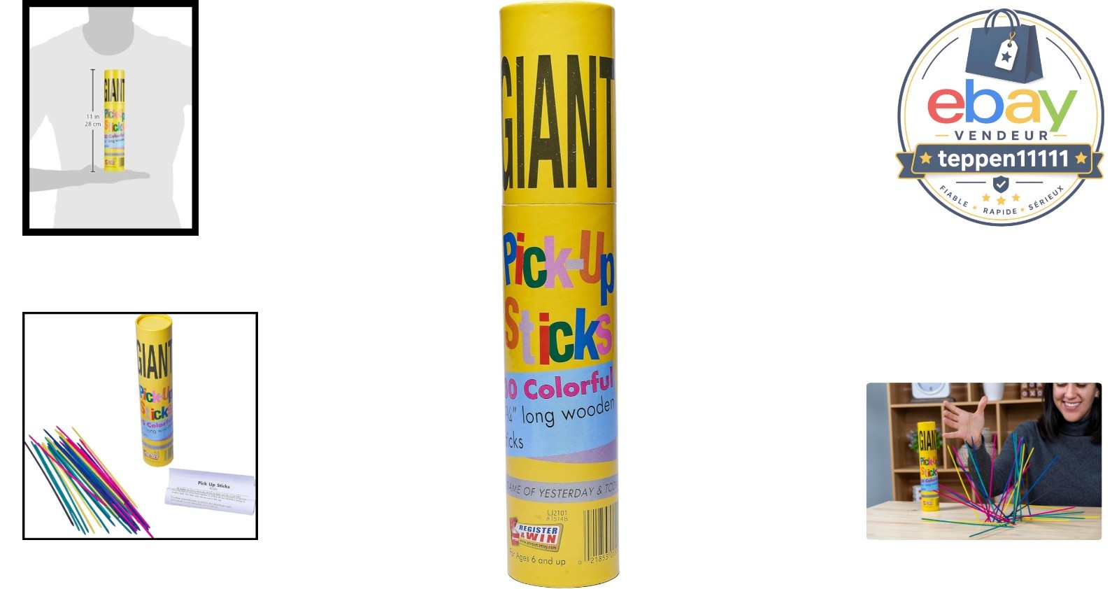 Giant Pick Up Sticks Game Classic Fun Yellow One Size