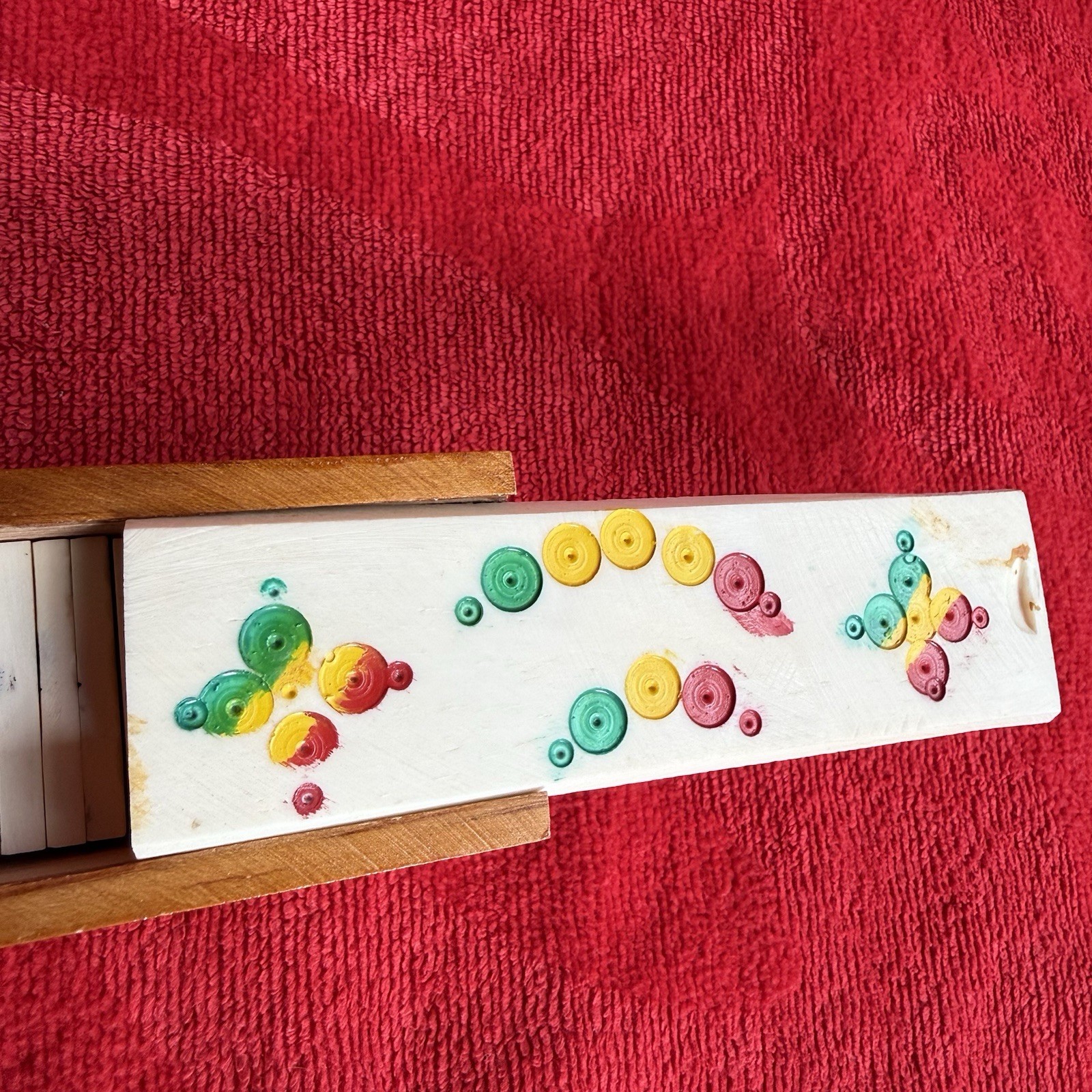 Vintage Miniature Domino Travel Tile Mini Game 28 Bone tiles in Handmade Box