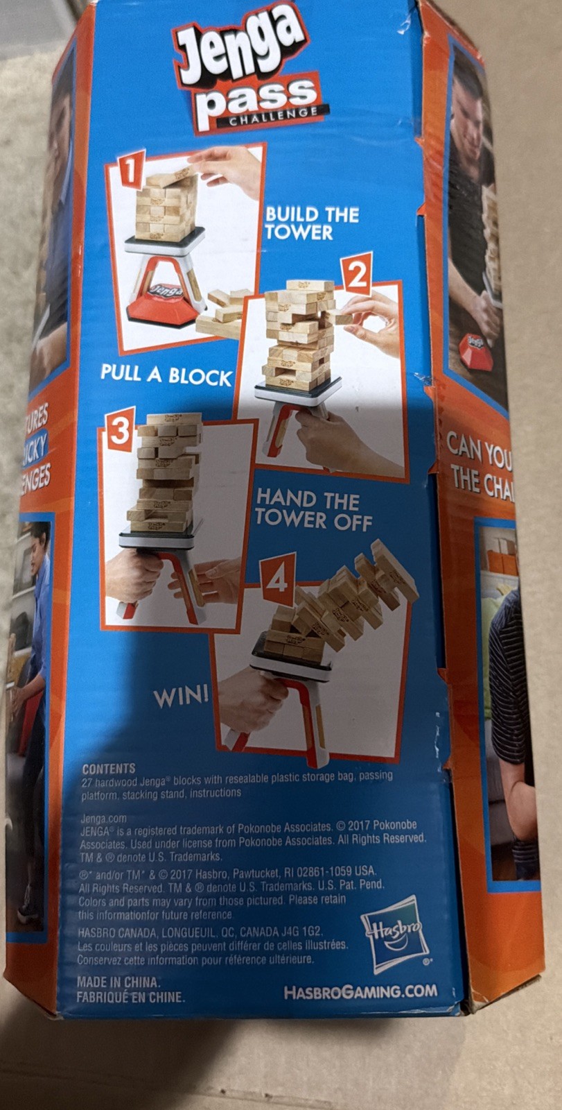 Hasbro Jenga Pass Challenge Game New in Box Wood Tower Strategy All Ages Gift
