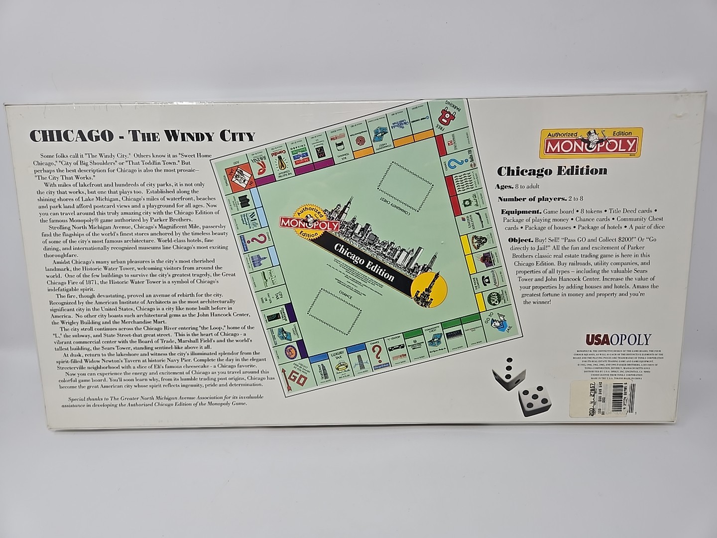 VINTAGE CHICAGO EDITION MONOPLY BOARD GAME 2TO8 PLAYERS AGES 8AND UP