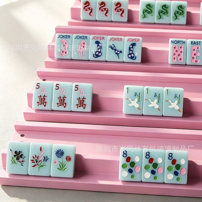 Mint Green American Mahjong Set 160 Pcs Single Layer Tiles Board Games