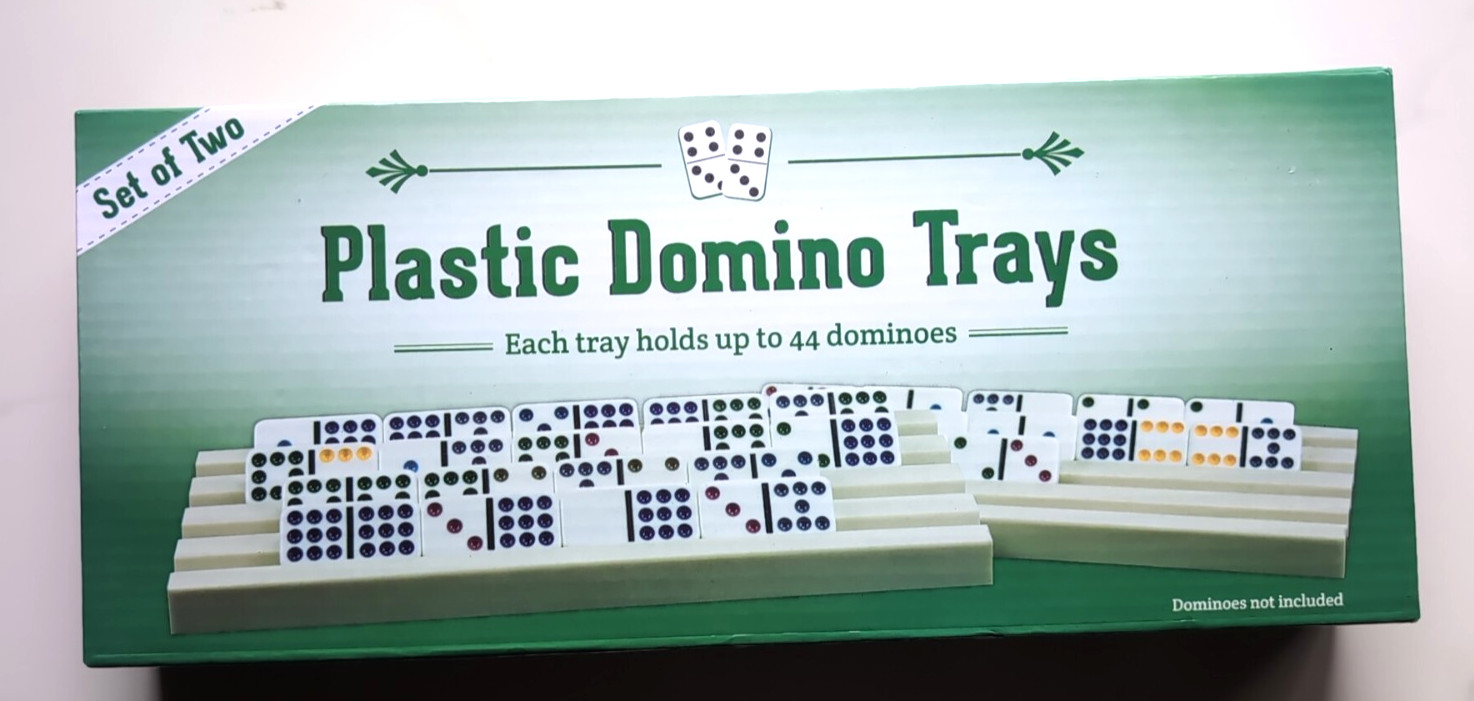 NEW Set of Two 12″ Plastic Domino Trays Holders by brybelly Holds up to 44