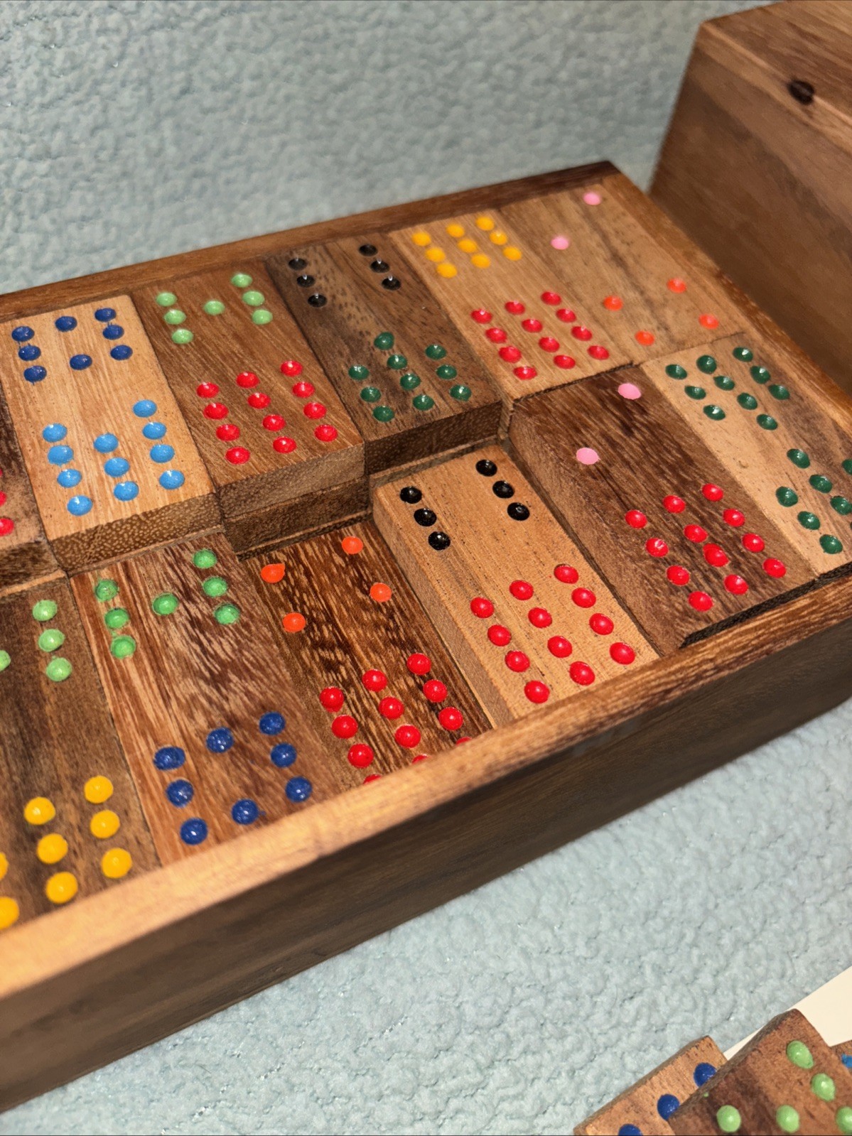 THAI ARTISAN WARAPORN KHAMSUK RAIN TREE WOOD Set 96 Dominos Dominoes Unique EF
