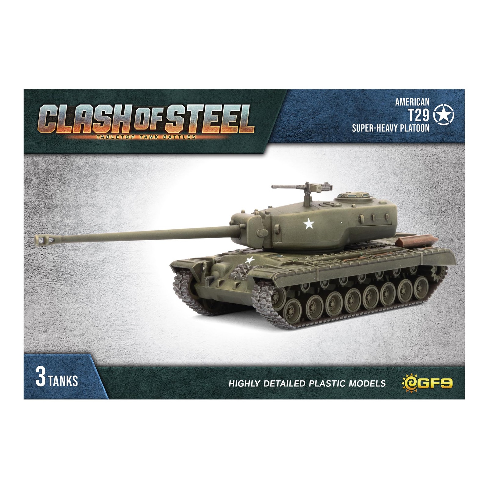 Gale Force Nine – Clash of Steel – T29 Super-Heavy Tank Platoon, Medium, Grey