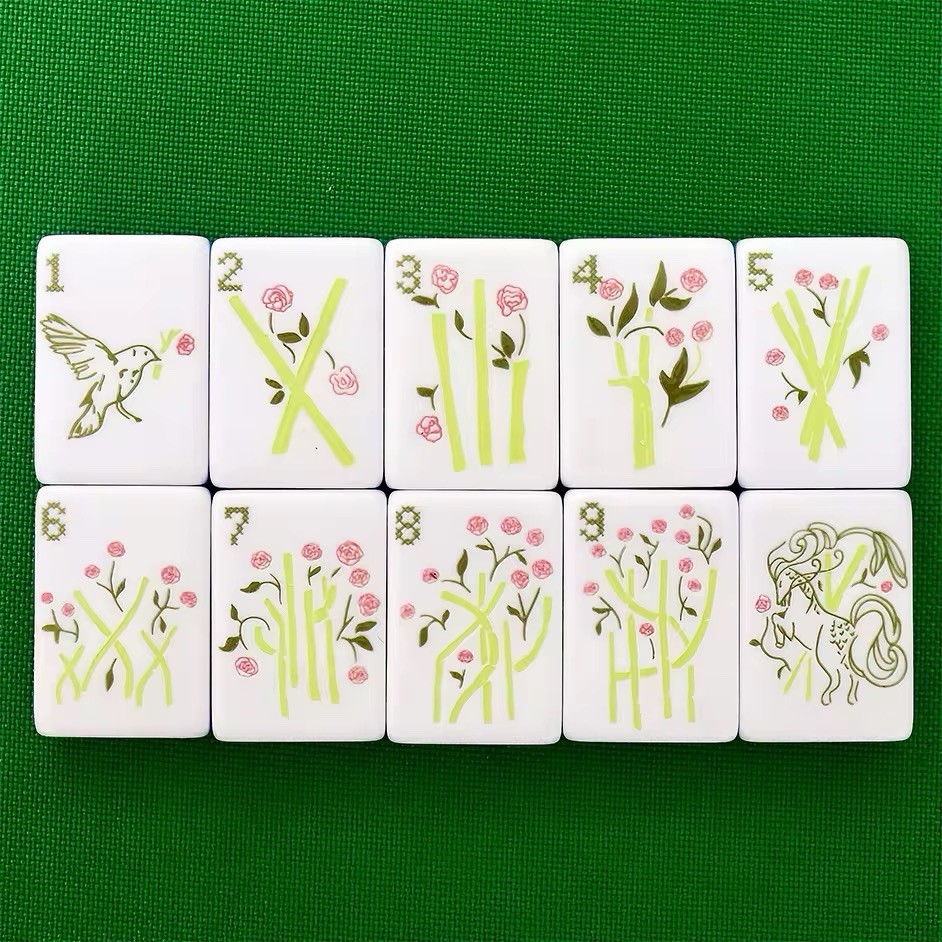 Designer Inspired American Mahjong Set | White Acrylic Tiles + Matching Mat