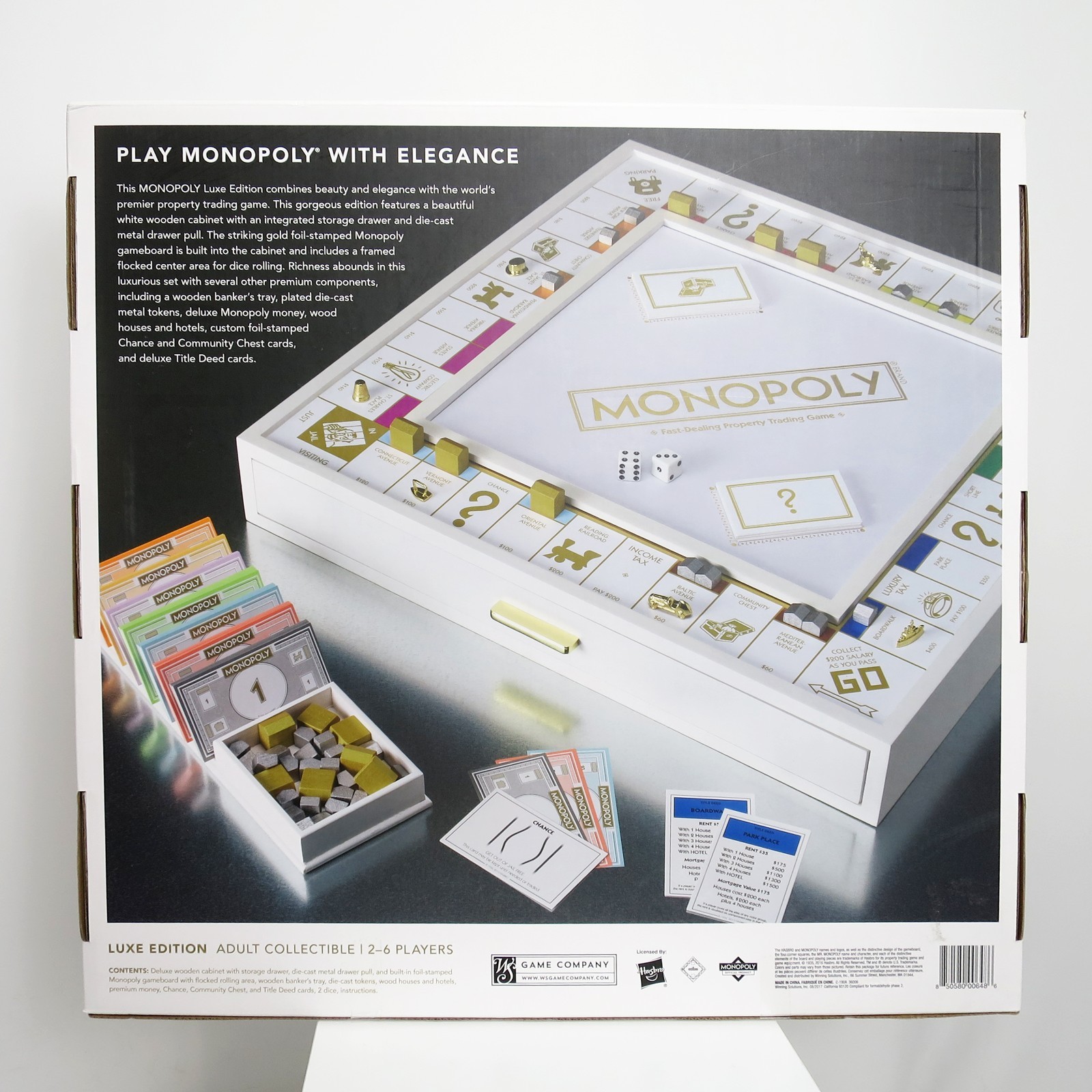RARE 2016 Hasbro Monopoly Luxury LUXE White and Gold Limited Edition New Sealed