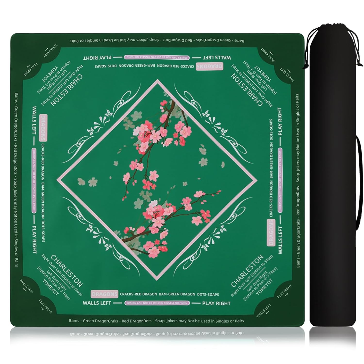 Mahjong Table Mat Rubber Non Slip Backing Smooth Surface Table Top Mat