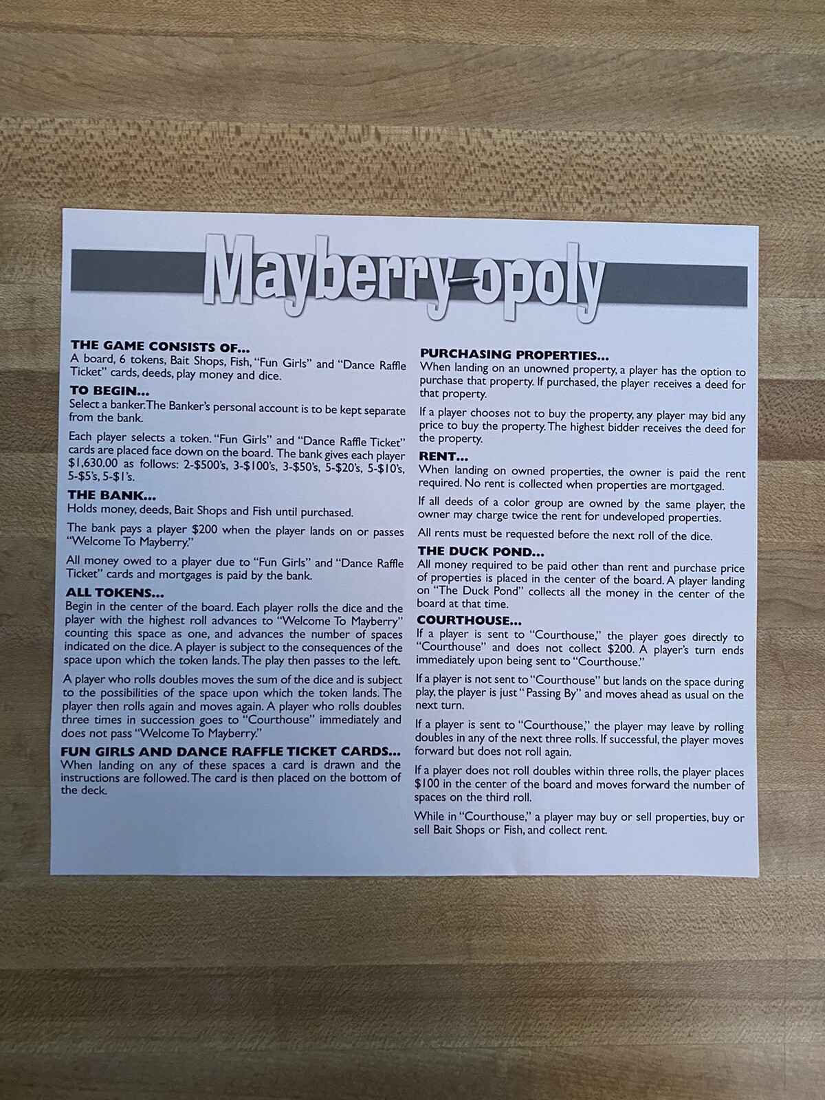 Parts For Mayberry Opoly Board Game Late for the Sky 2007 Andy Griffith Show TV