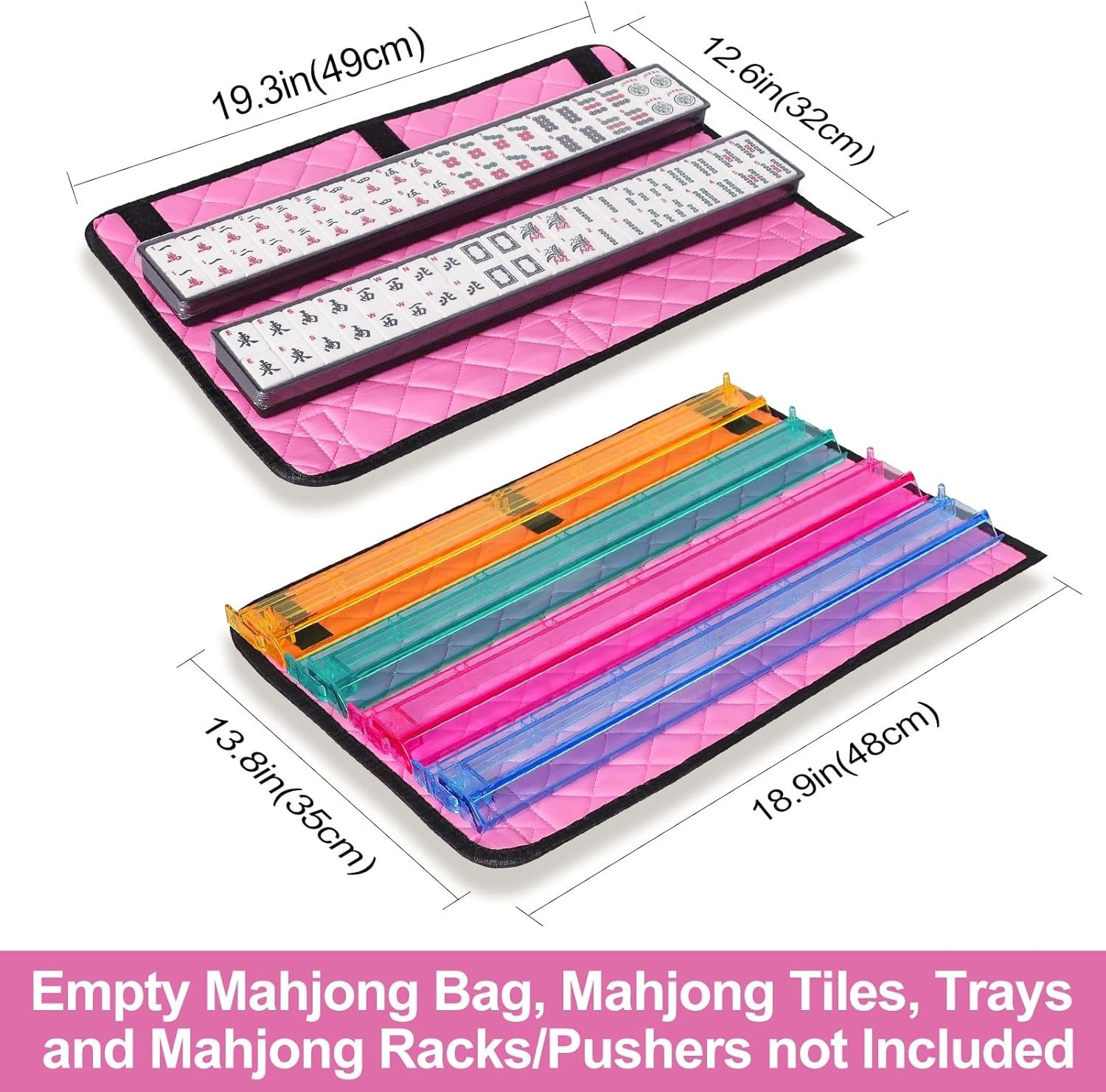 Elegant Pink Printed Mahjong Bag with Two Wrappers – Perfect for Travel