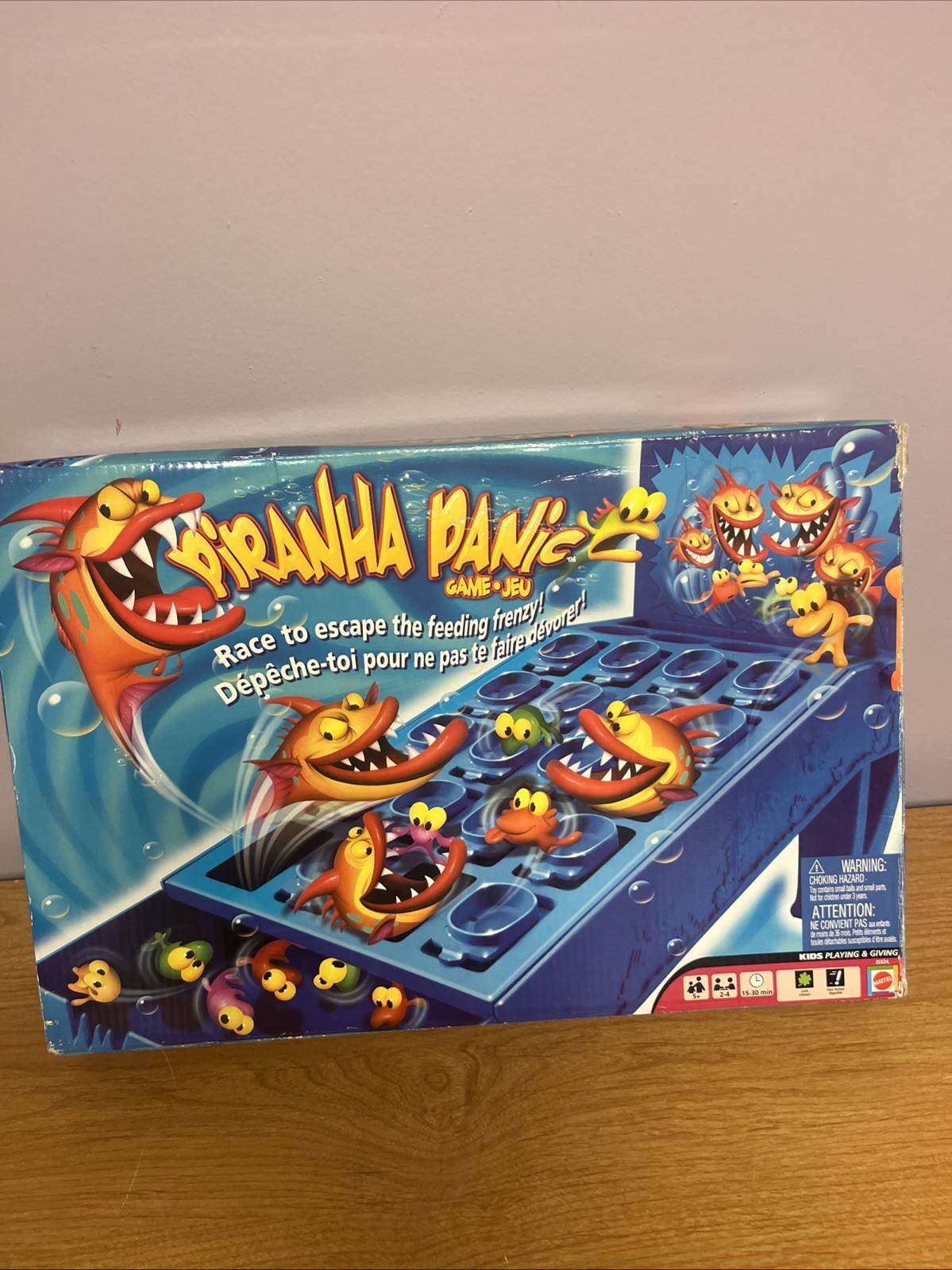 Piranha Panic Board Game by Mattel Vintage 2005 Fish Marbles Ages 5-Up Complete