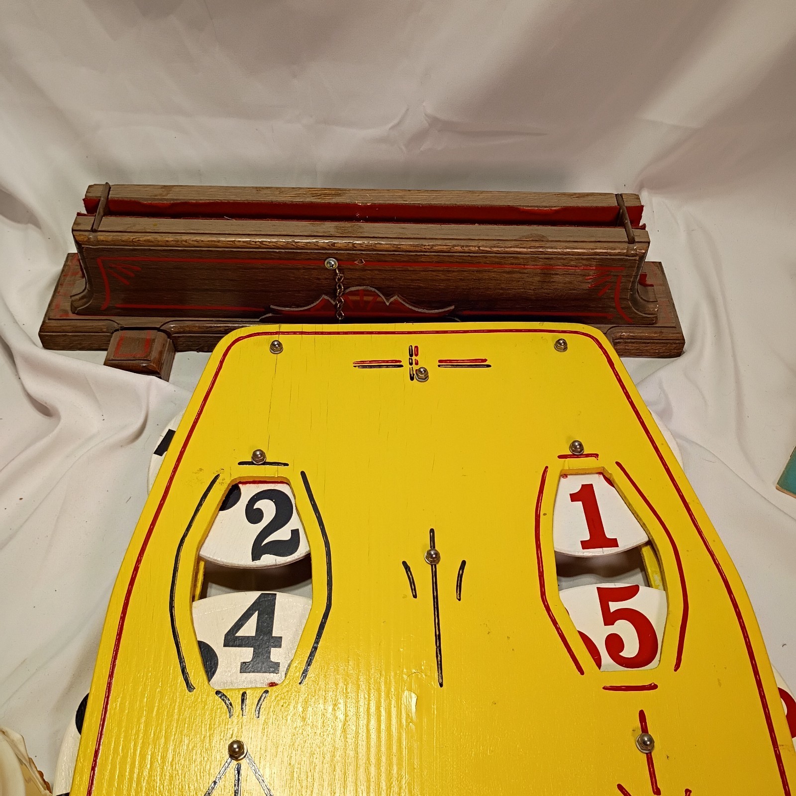 Folk Art Wooden Scoreboard Hand-Painted Carnival Game Counter Vintage Game Room