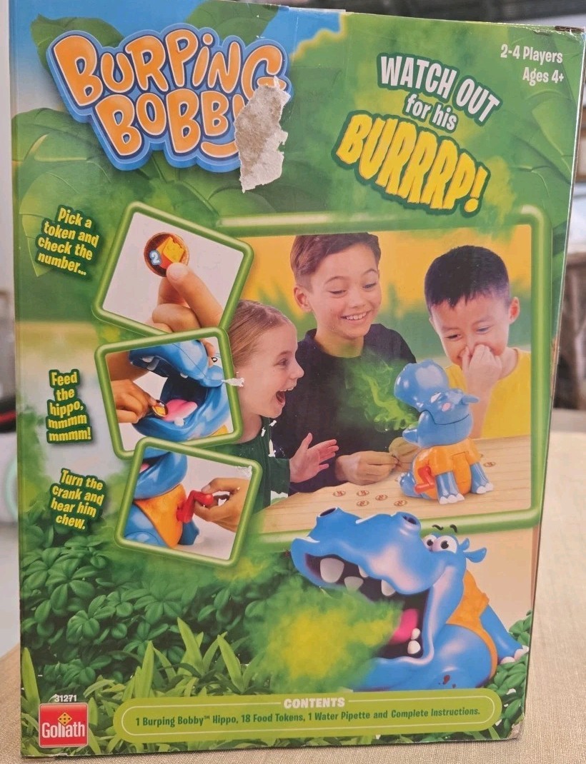 Burping Bobby Hippo Game by Goliath 2-4 Players, Ages 4+