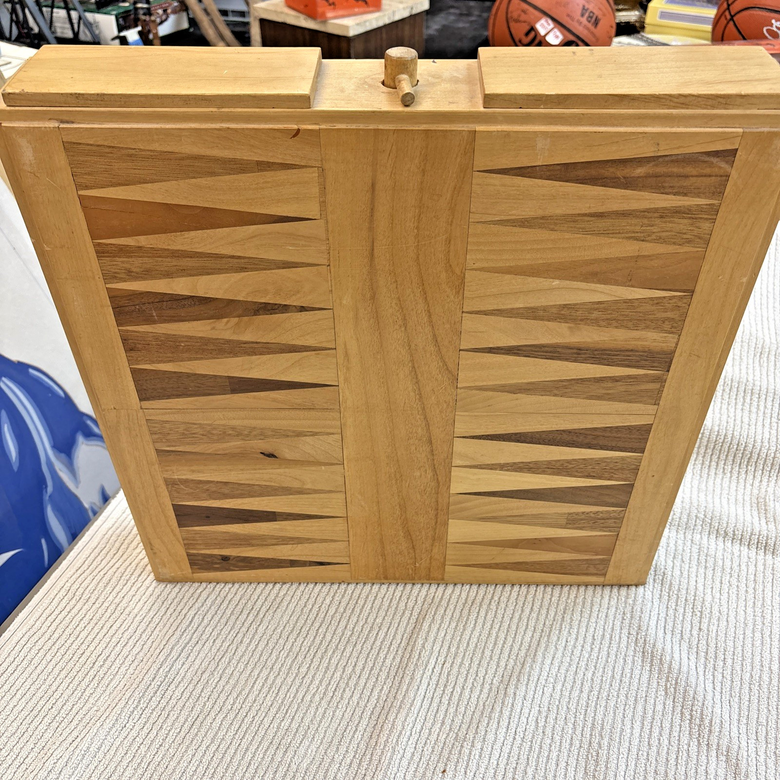 18” Milton Bradley Old-Style Game Box WOODEN CHESS SET Backgammon Rook Kismet