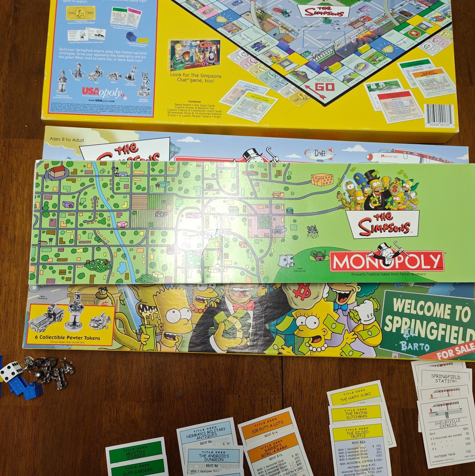 The Simpsons Monopoly Board Game W/ All 6 Pewter Tokens | Fully Complete In Box